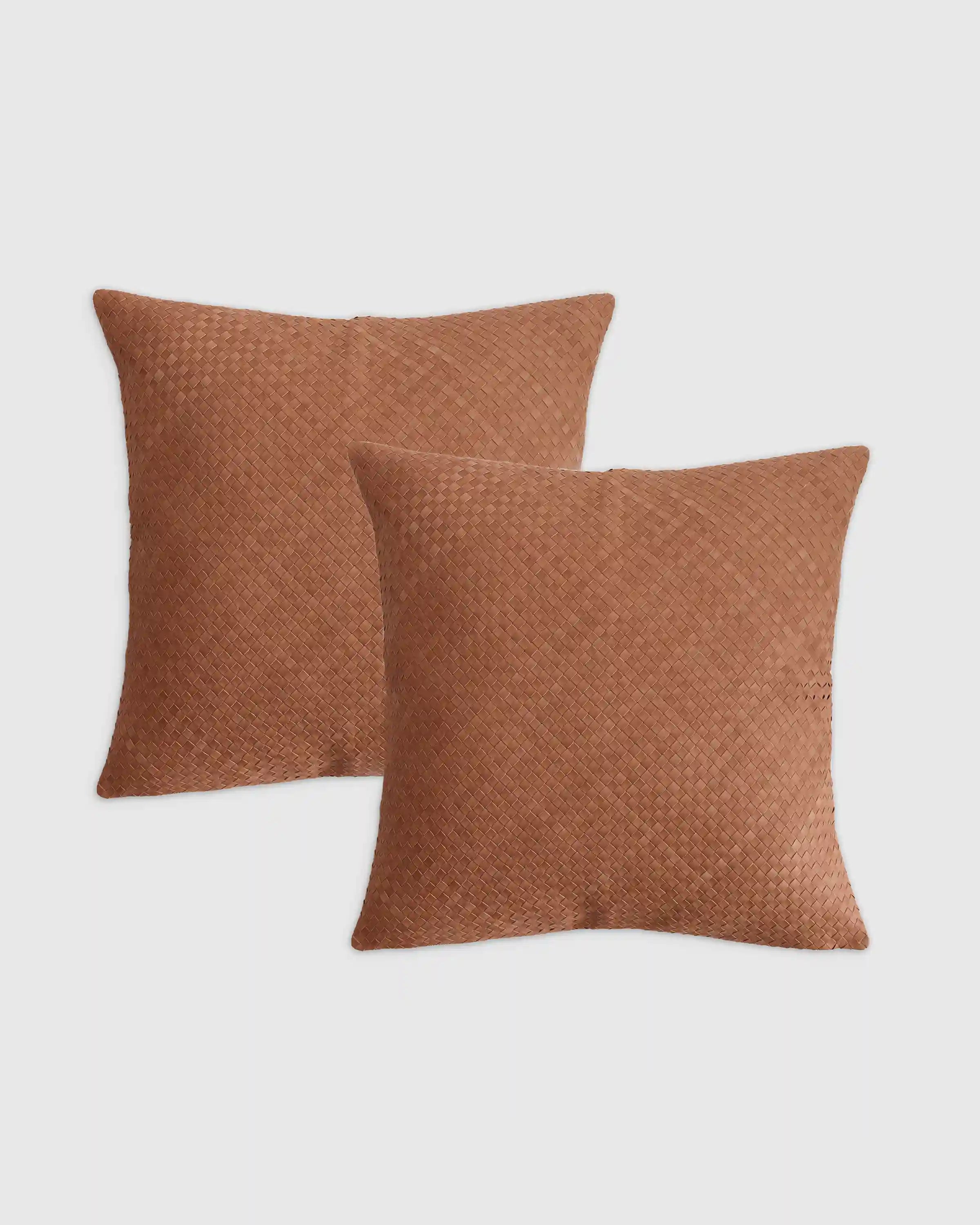 Woven Leather Pillow Cover (Set of 2)