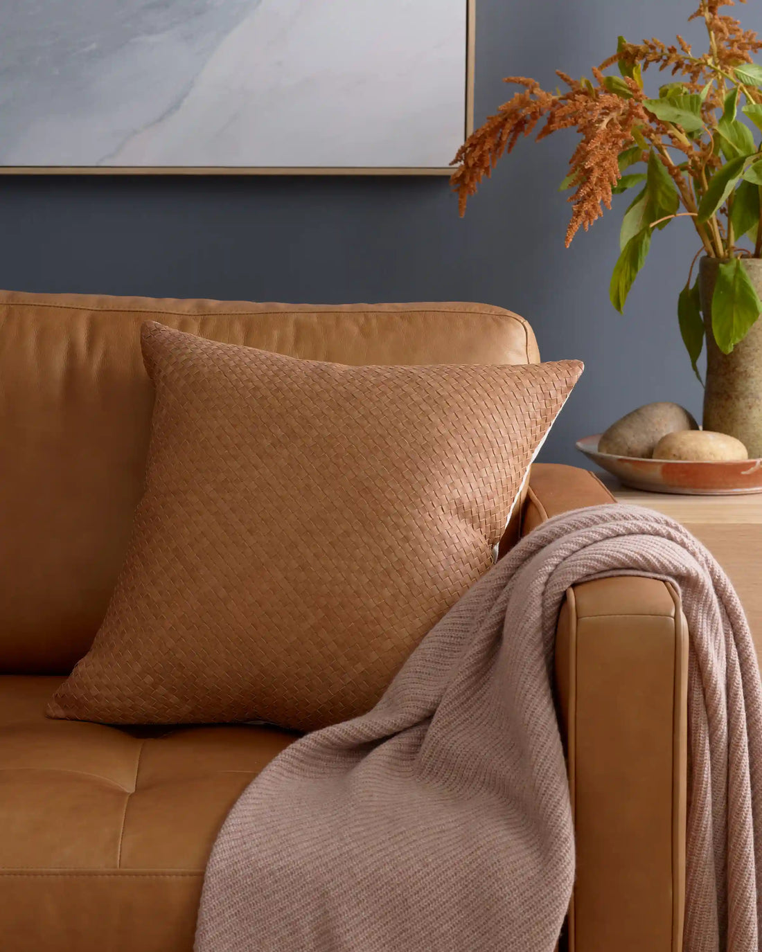 Woven Leather Pillow Cover (Set of 2)