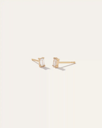 14K Gold Baguette Diamond Studs 0.28 Carat