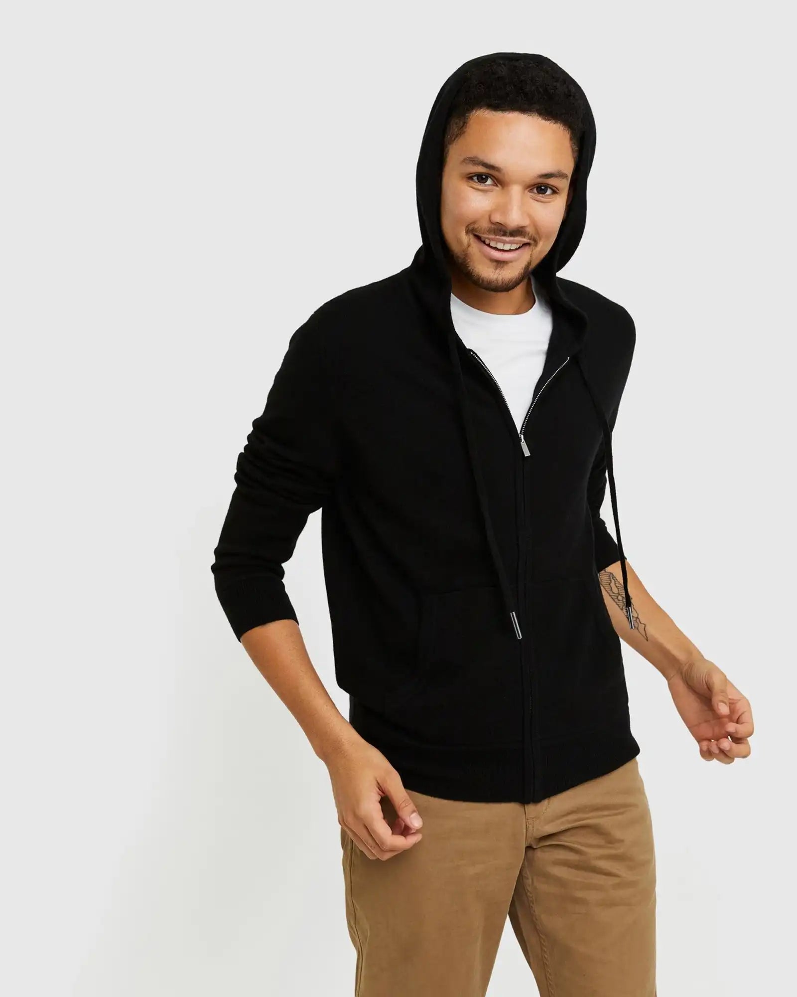Mongolian Spring Cashmere Full-Zip Hoodie