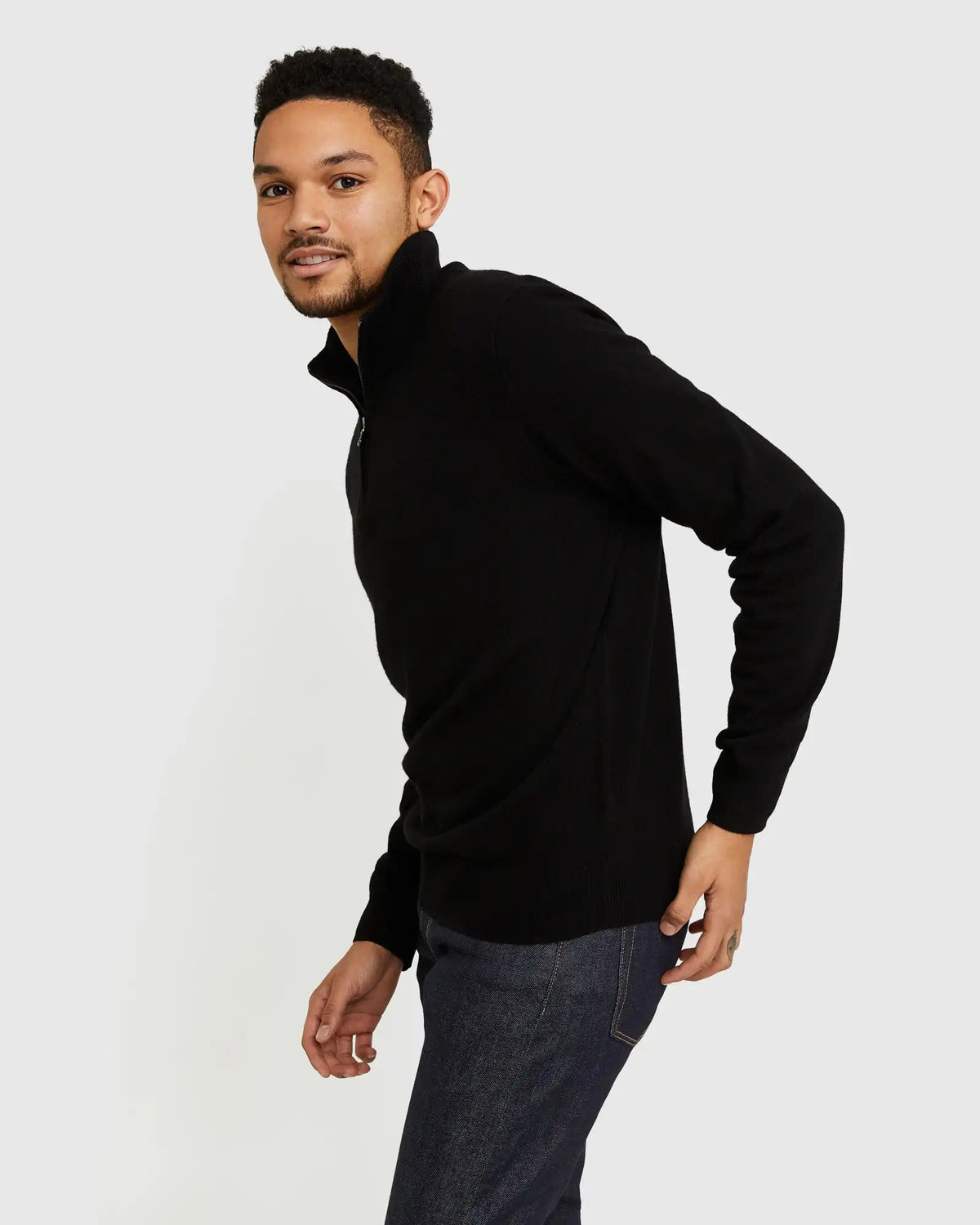 Mongolian Spring Cashmere Quarter Zip Sweater