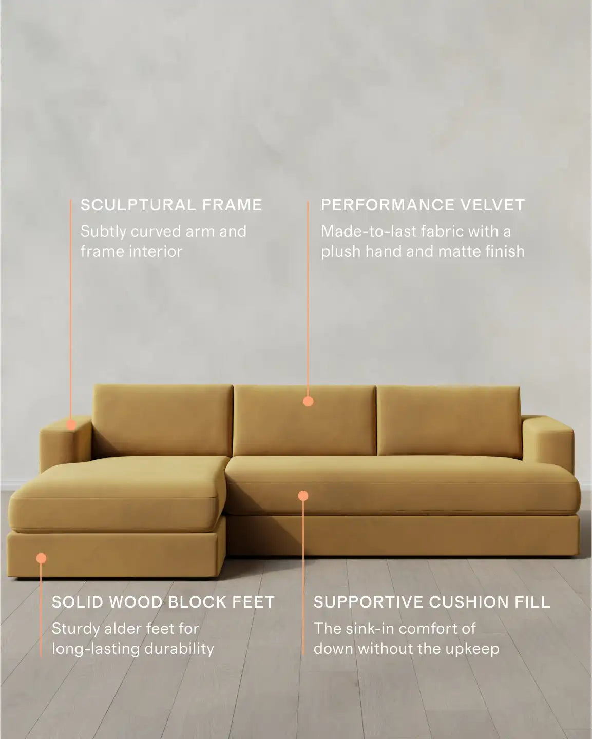 Sierra Curved Arm Chaise Sectional in Performance Velvet