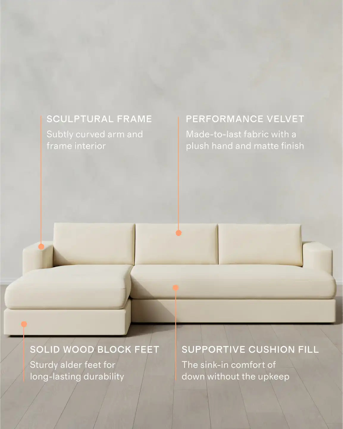 Sierra Curved Arm Chaise Sectional in Performance Velvet