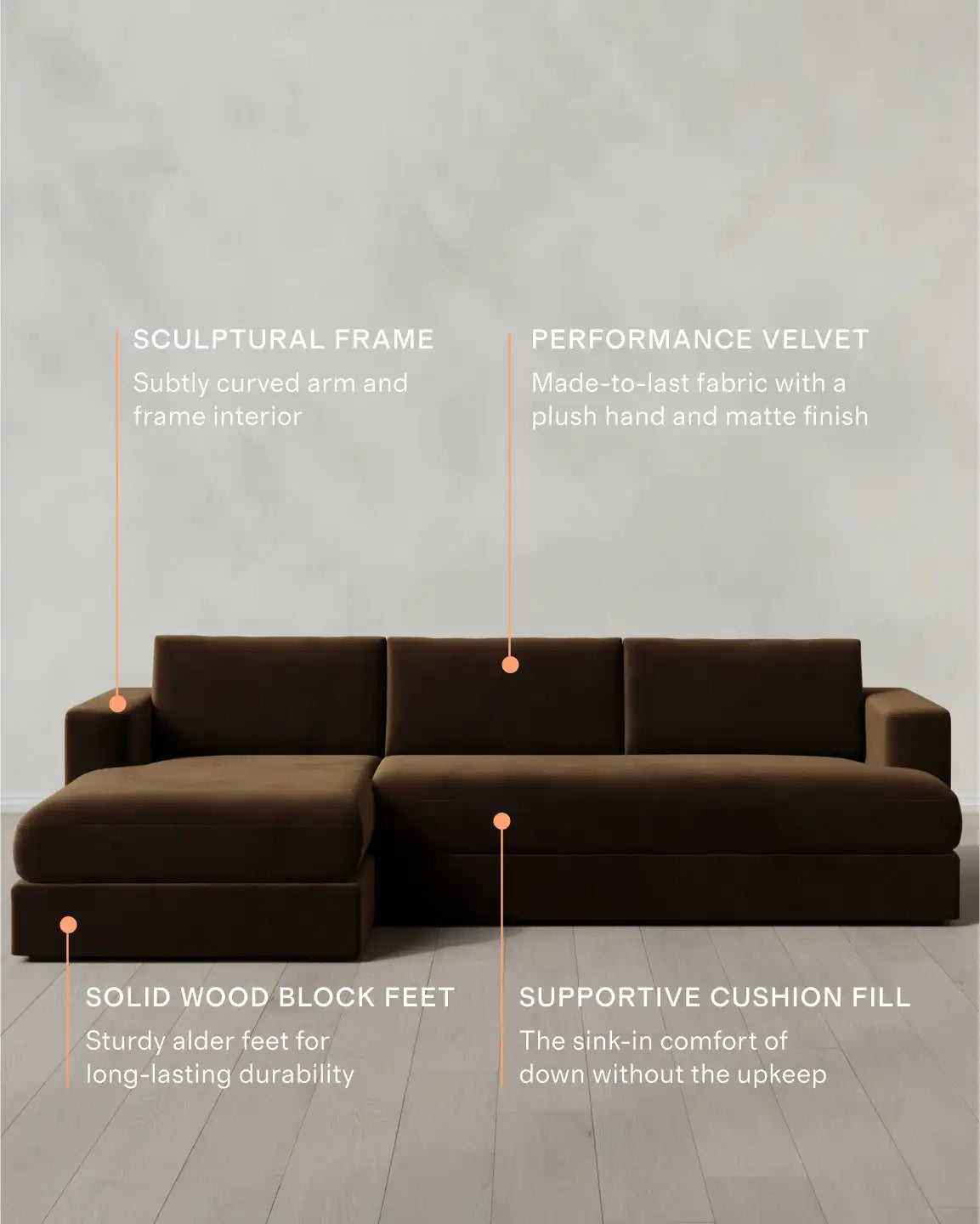 Sierra Curved Arm Chaise Sectional in Performance Velvet
