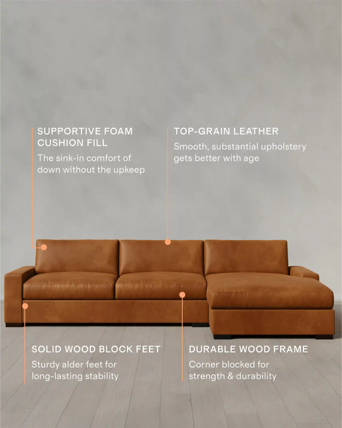 Stillman Chaise Sectional in Leather