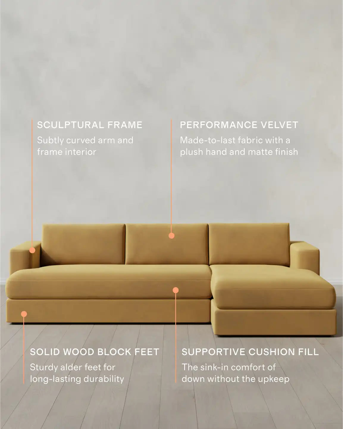Sierra Curved Arm Chaise Sectional in Performance Velvet
