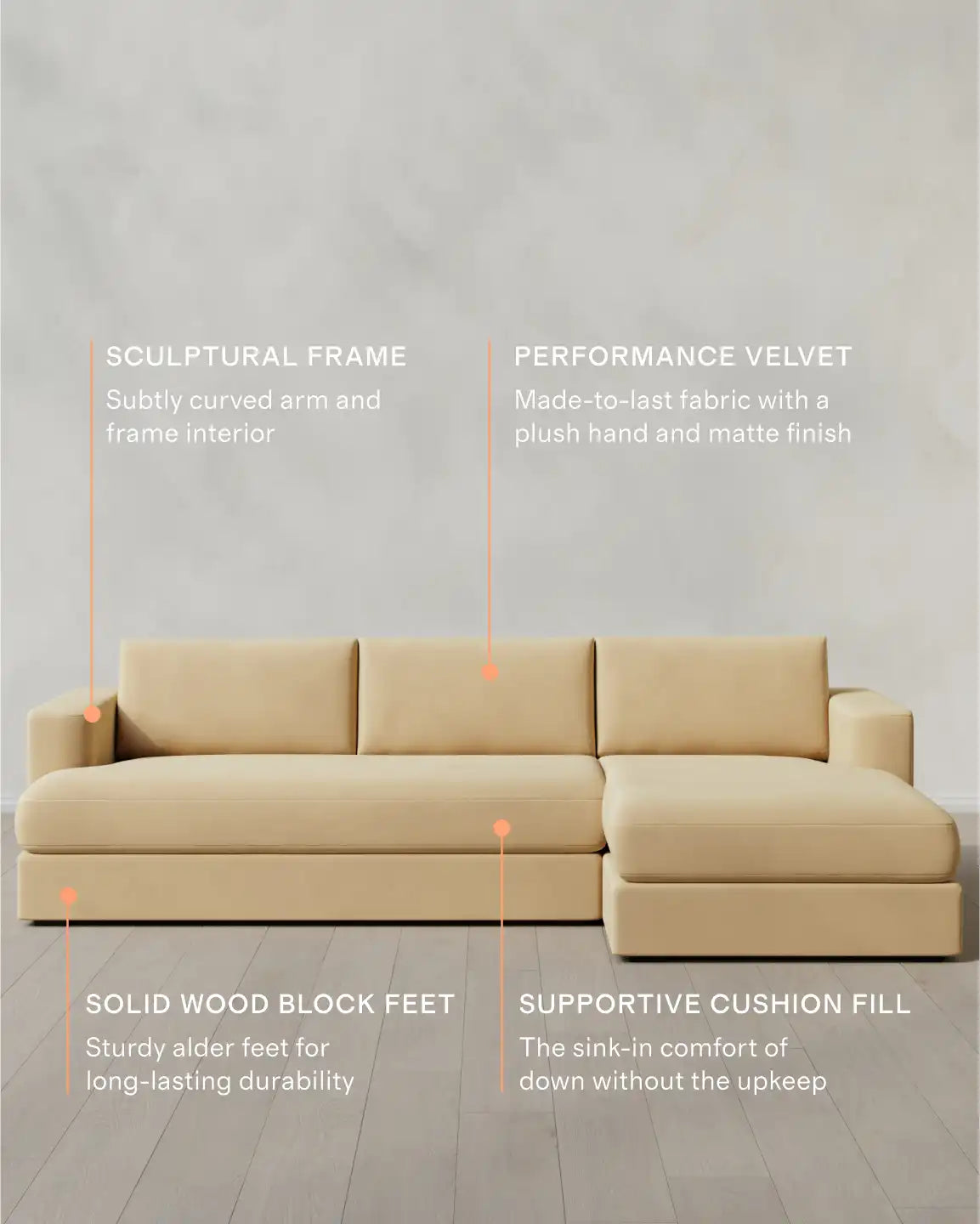 Sierra Curved Arm Chaise Sectional in Performance Velvet