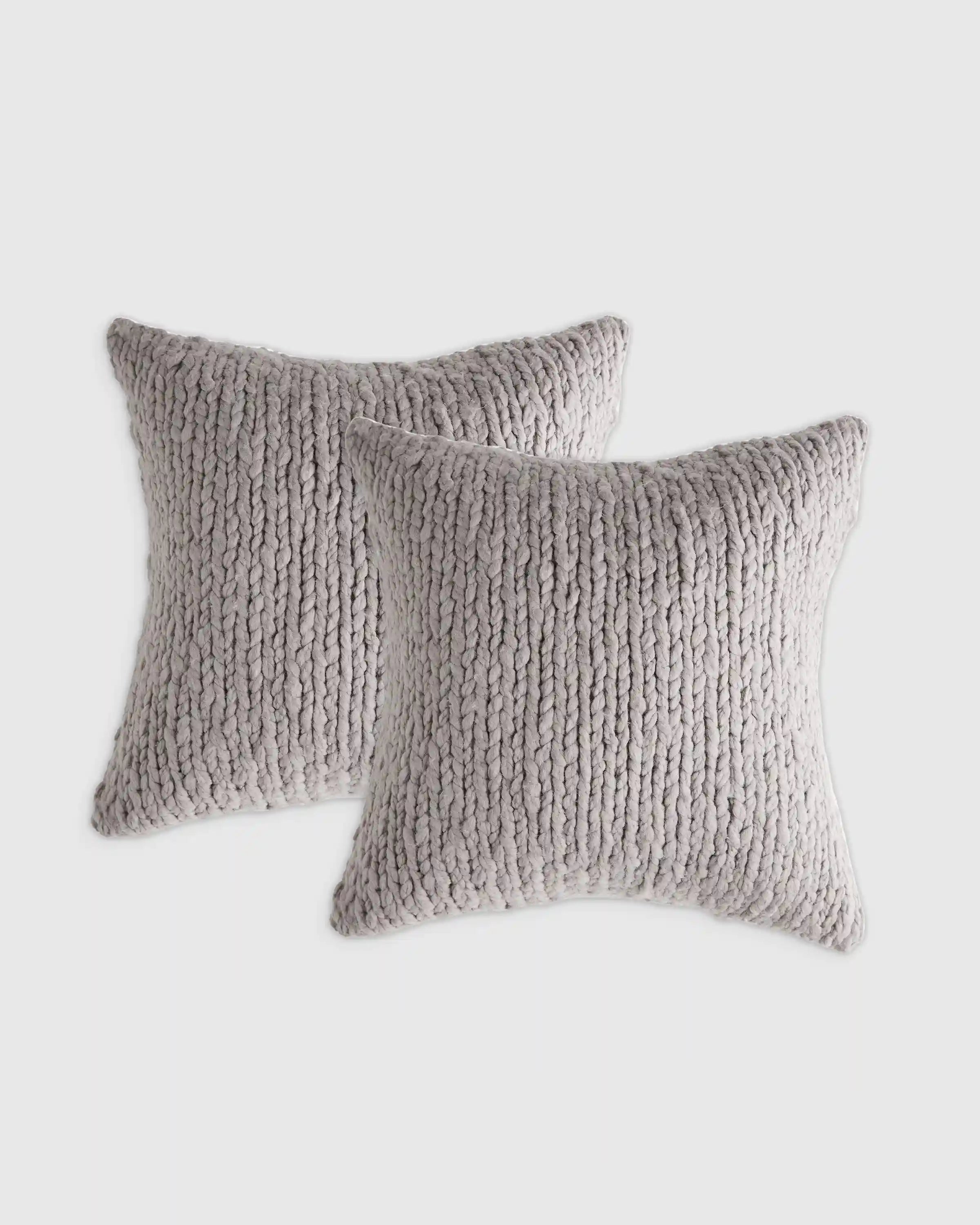 Chunky Hand Knit Wool Pillow Cover (Set of 2)