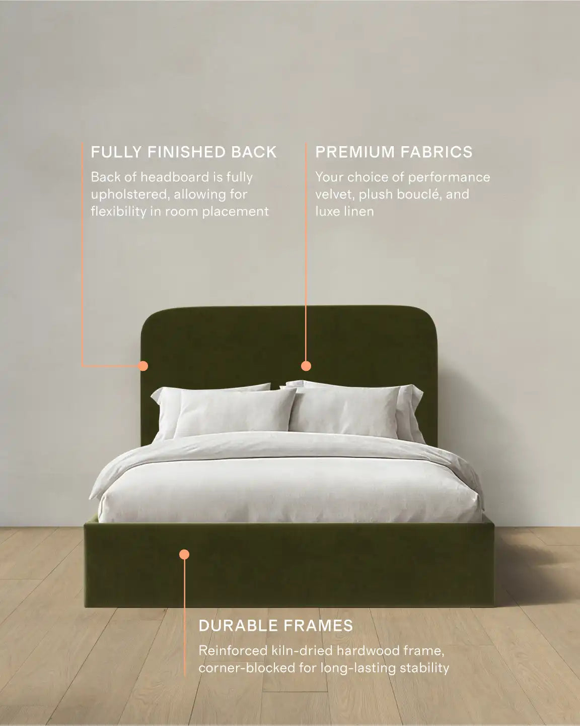 Curved Bed in Performance Velvet