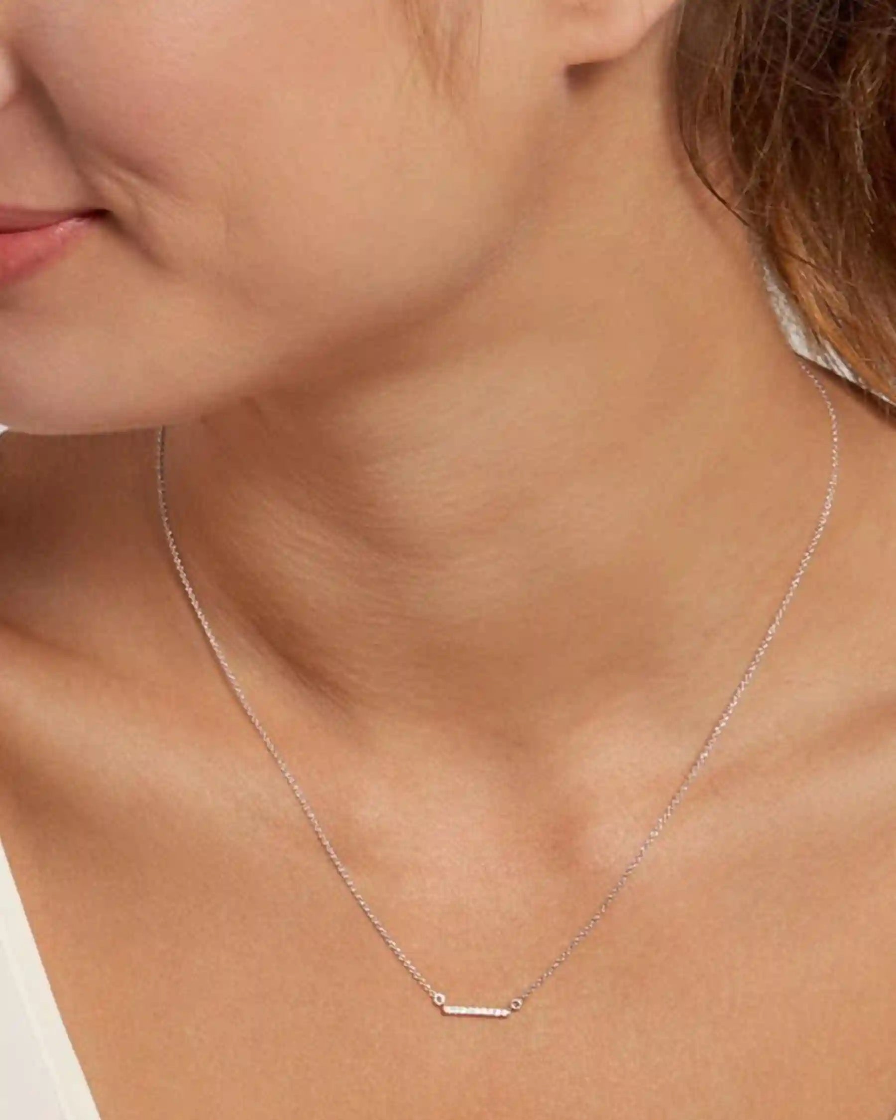 14K Gold Diamond Petite Bar Necklace