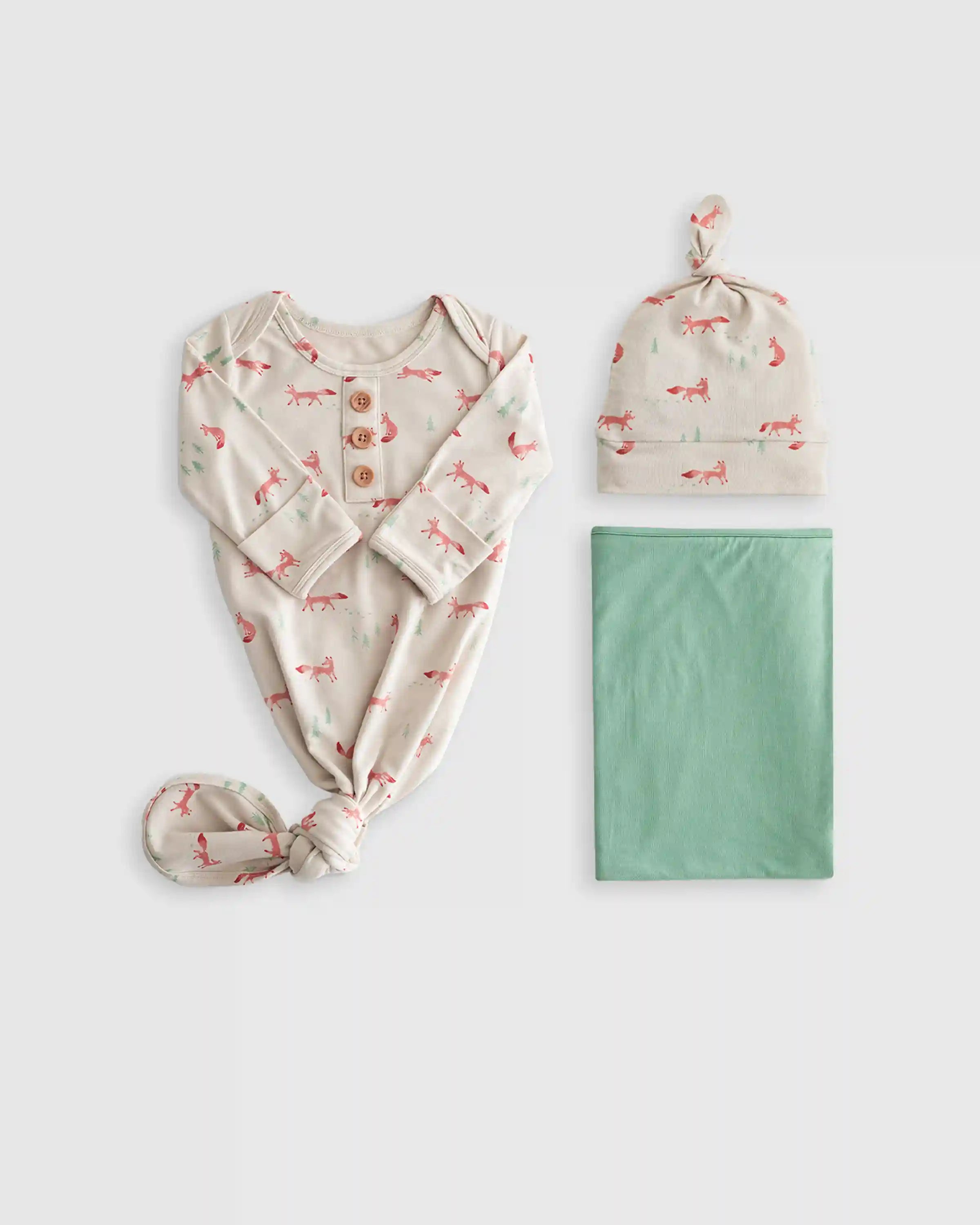 Bamboo Gown, Hat & Swaddle Layette Set