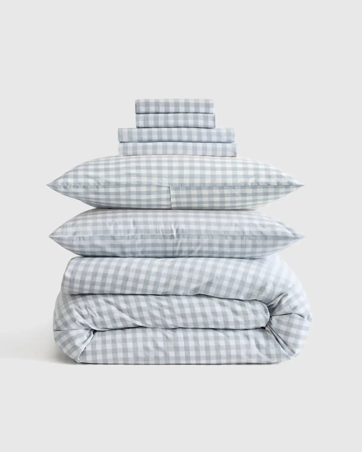 Organic Crisp Percale Gingham Deluxe Bedding Bundle