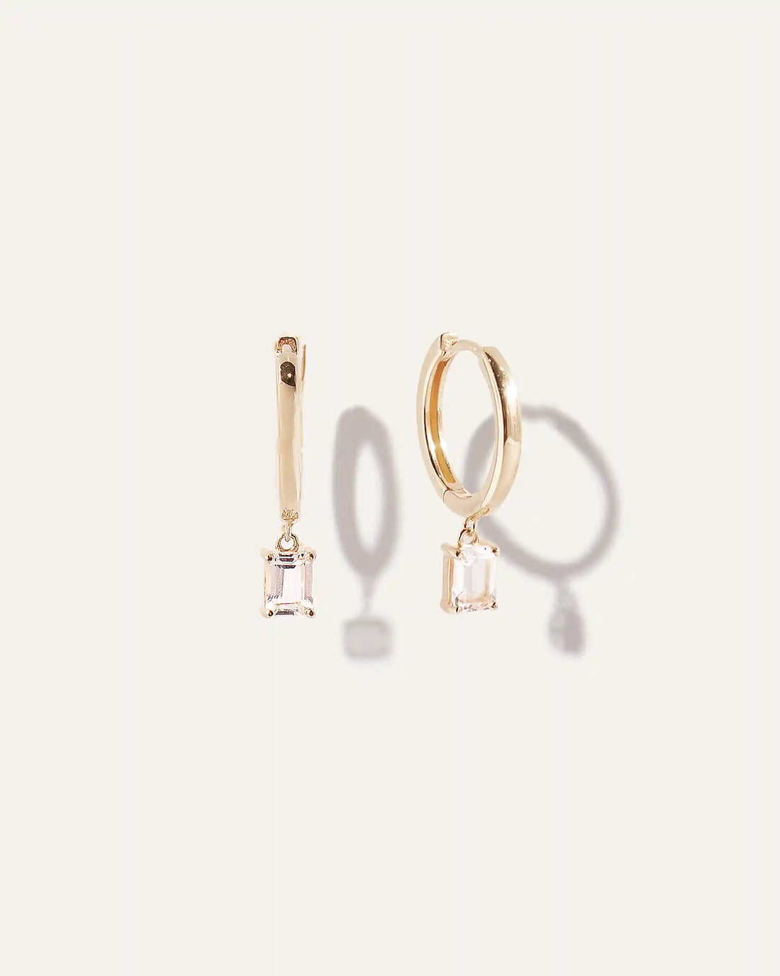 Emerald Cut Topaz Dangle Hoops