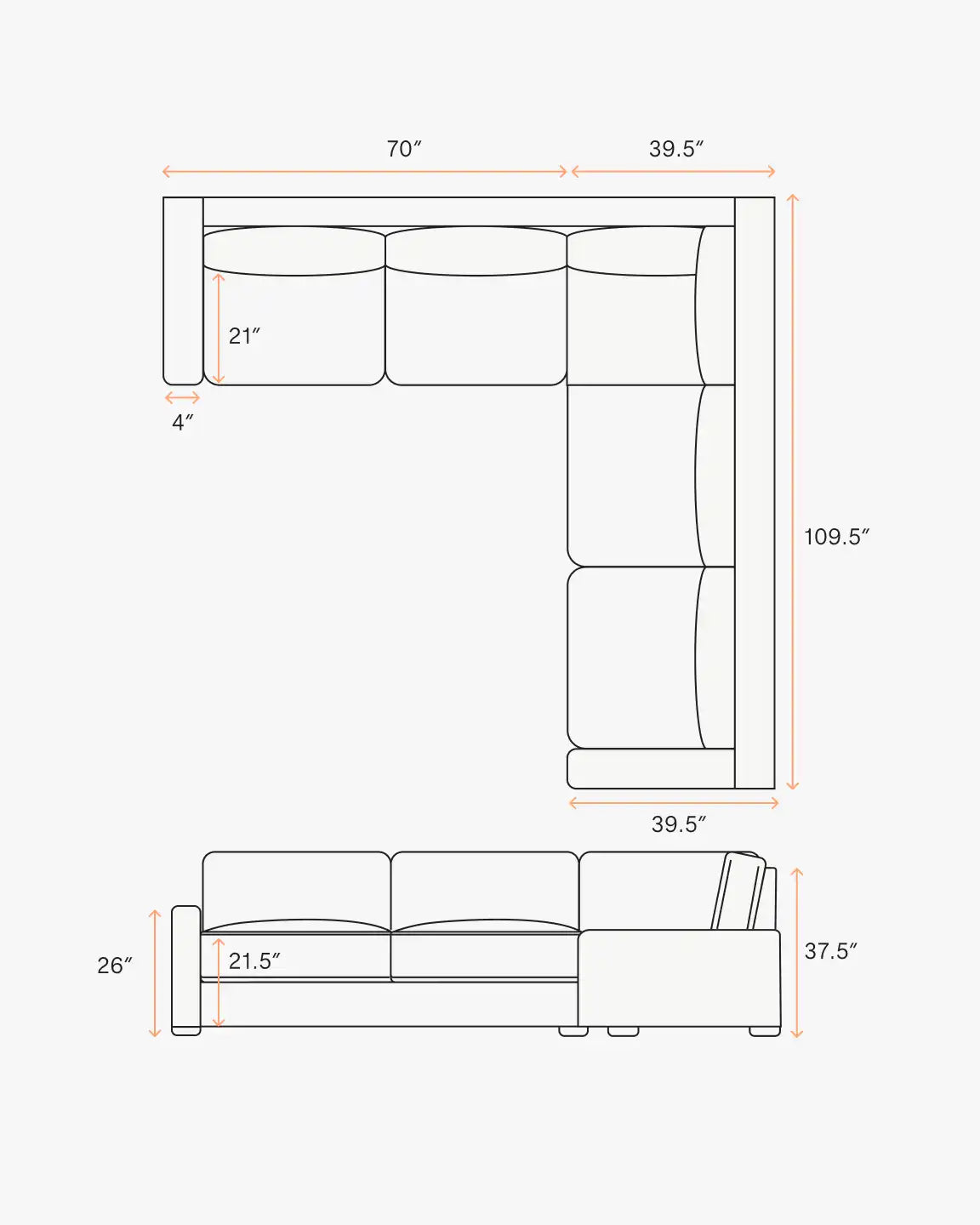 Brennan L Sectional in Performance Velvet