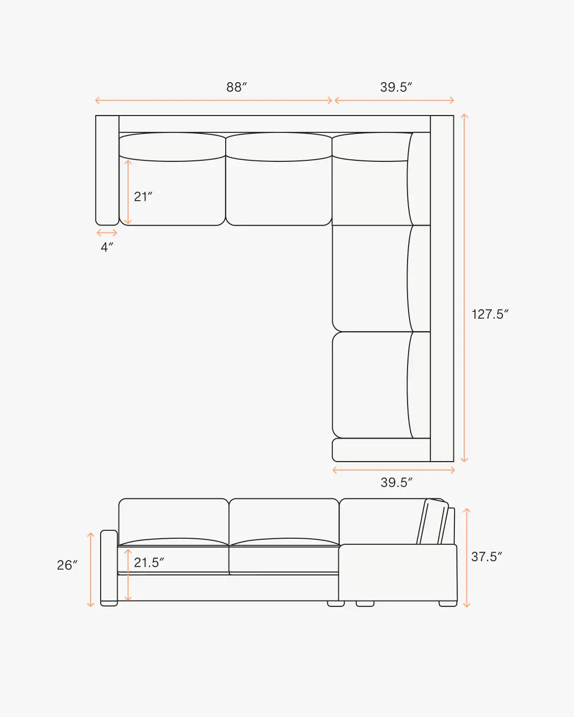 Brennan L Sectional in Performance Velvet
