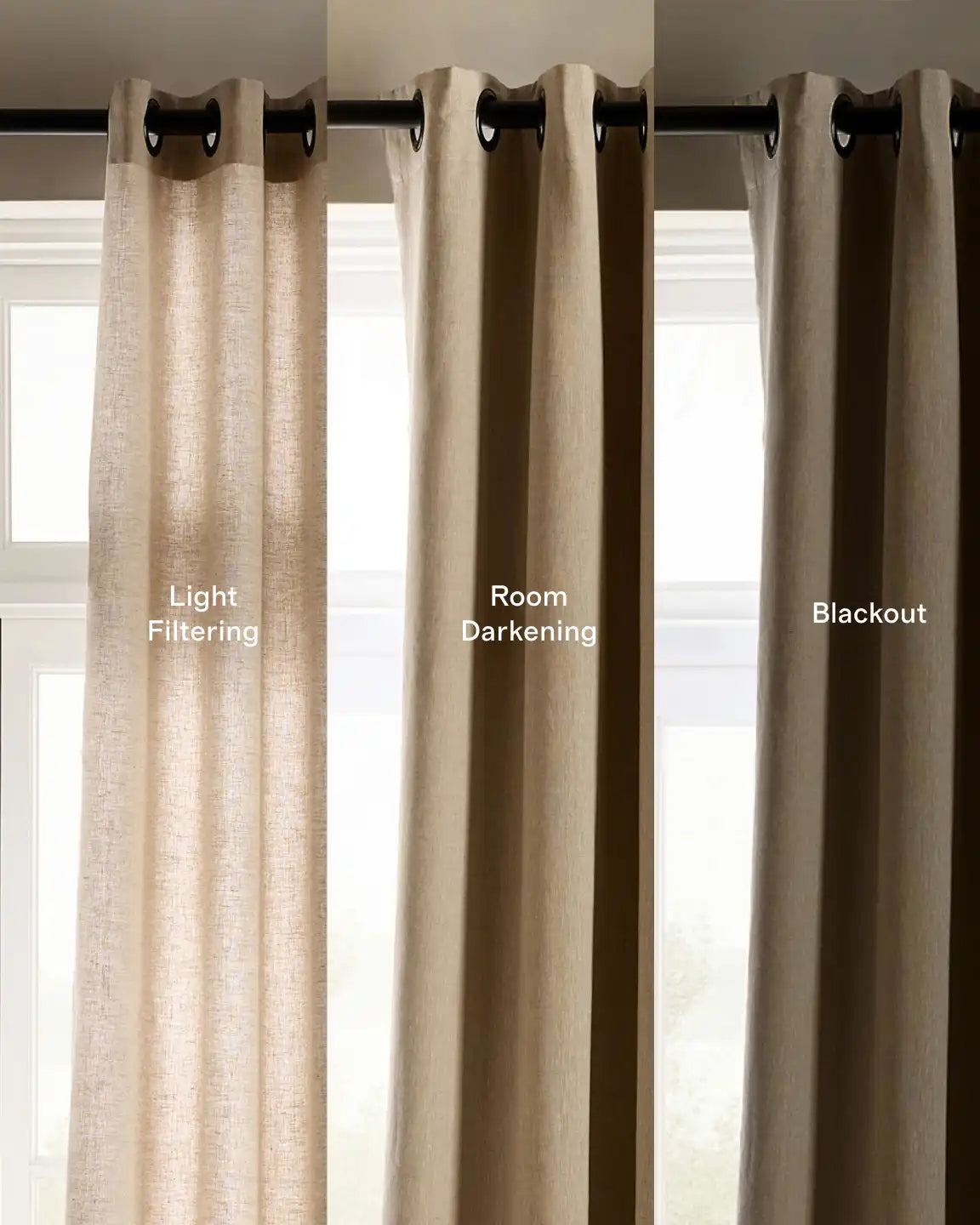 European Linen Grommet True Blackout Curtain - Single Panel