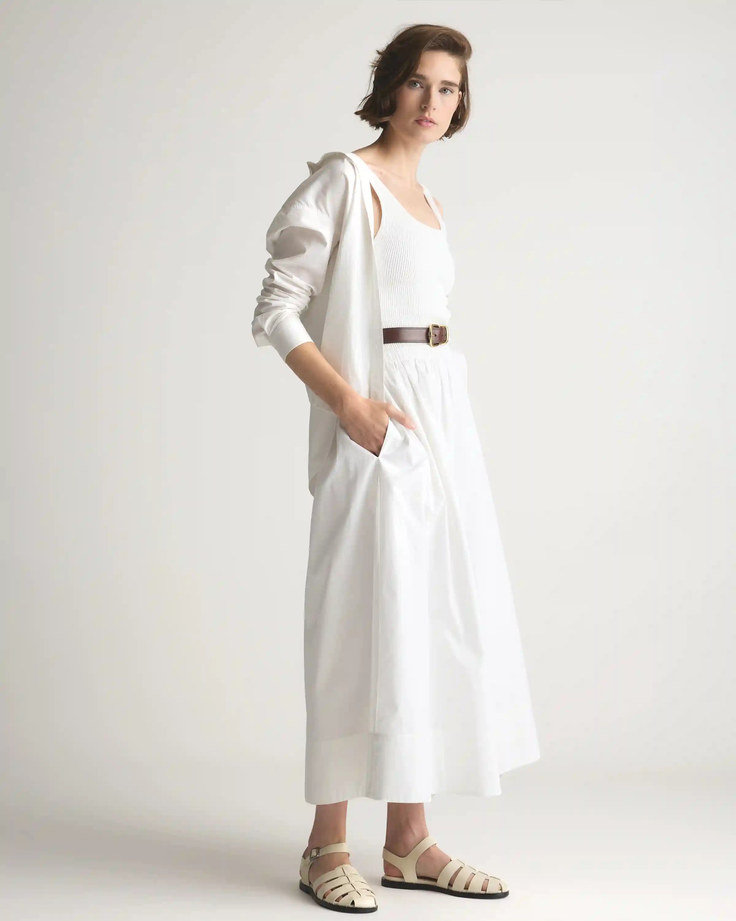 100% Organic Cotton Poplin A-line Maxi Skirt