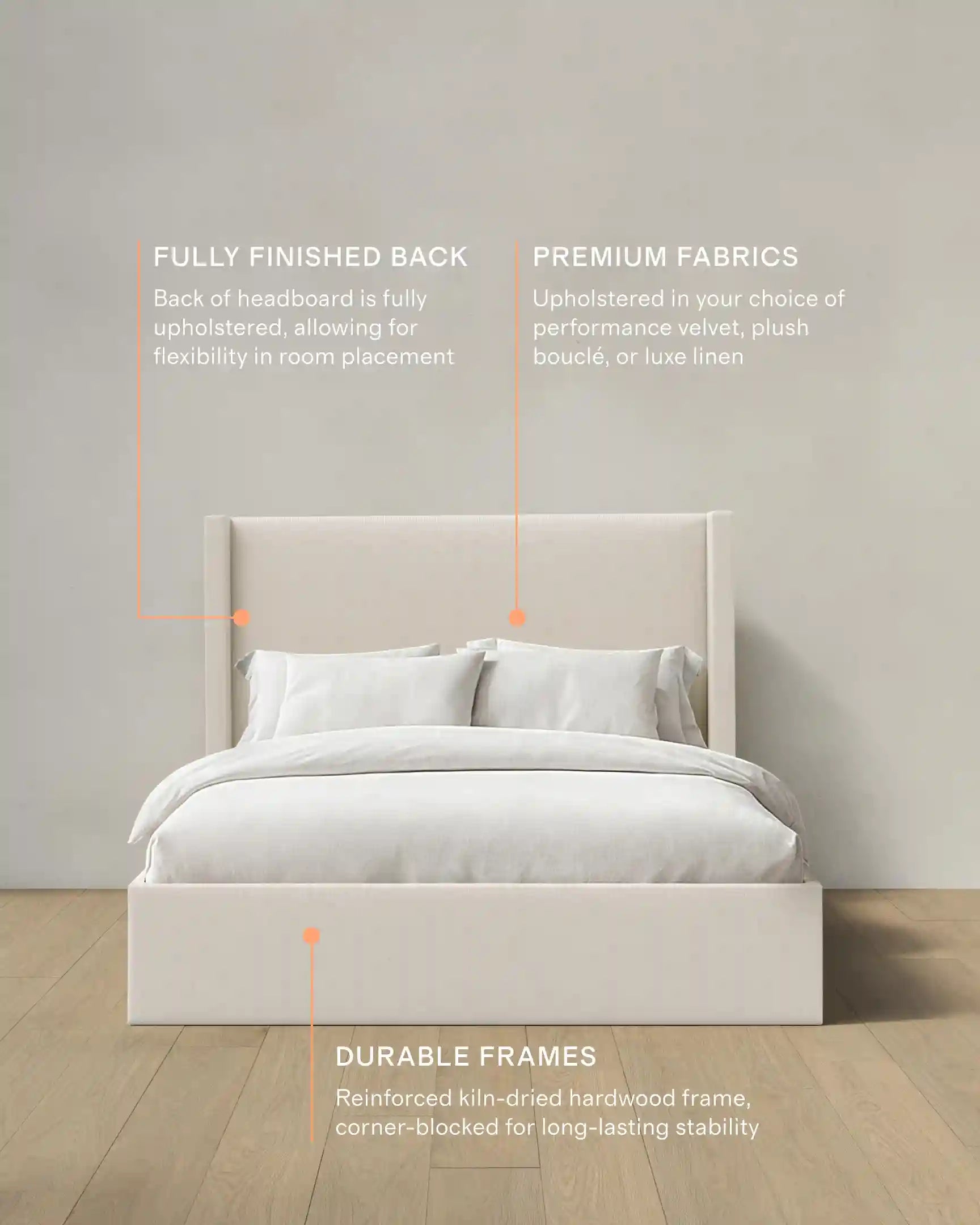 Wingback Bed in Performance Linen Blend