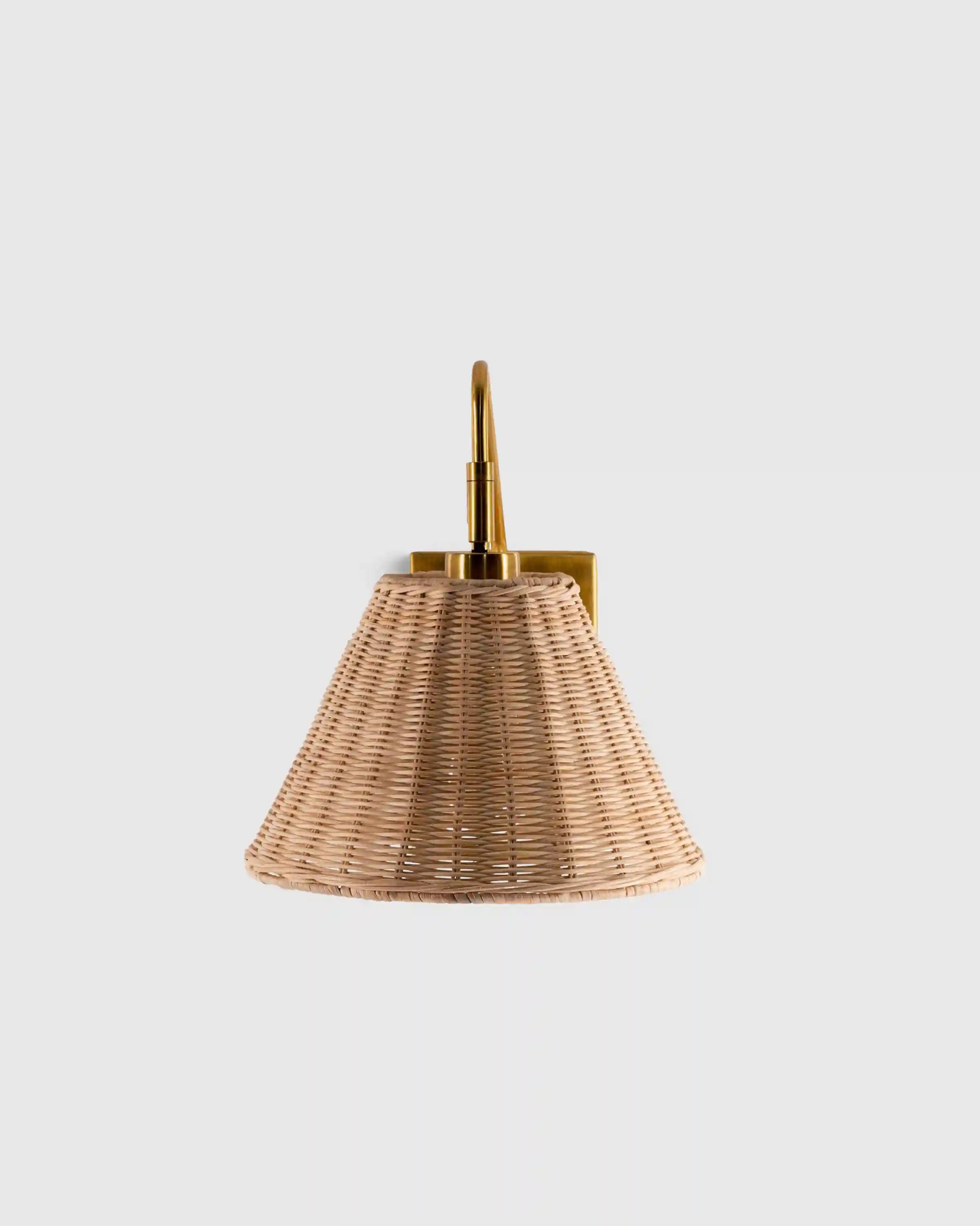 Articulating Sconce with Rattan Shade