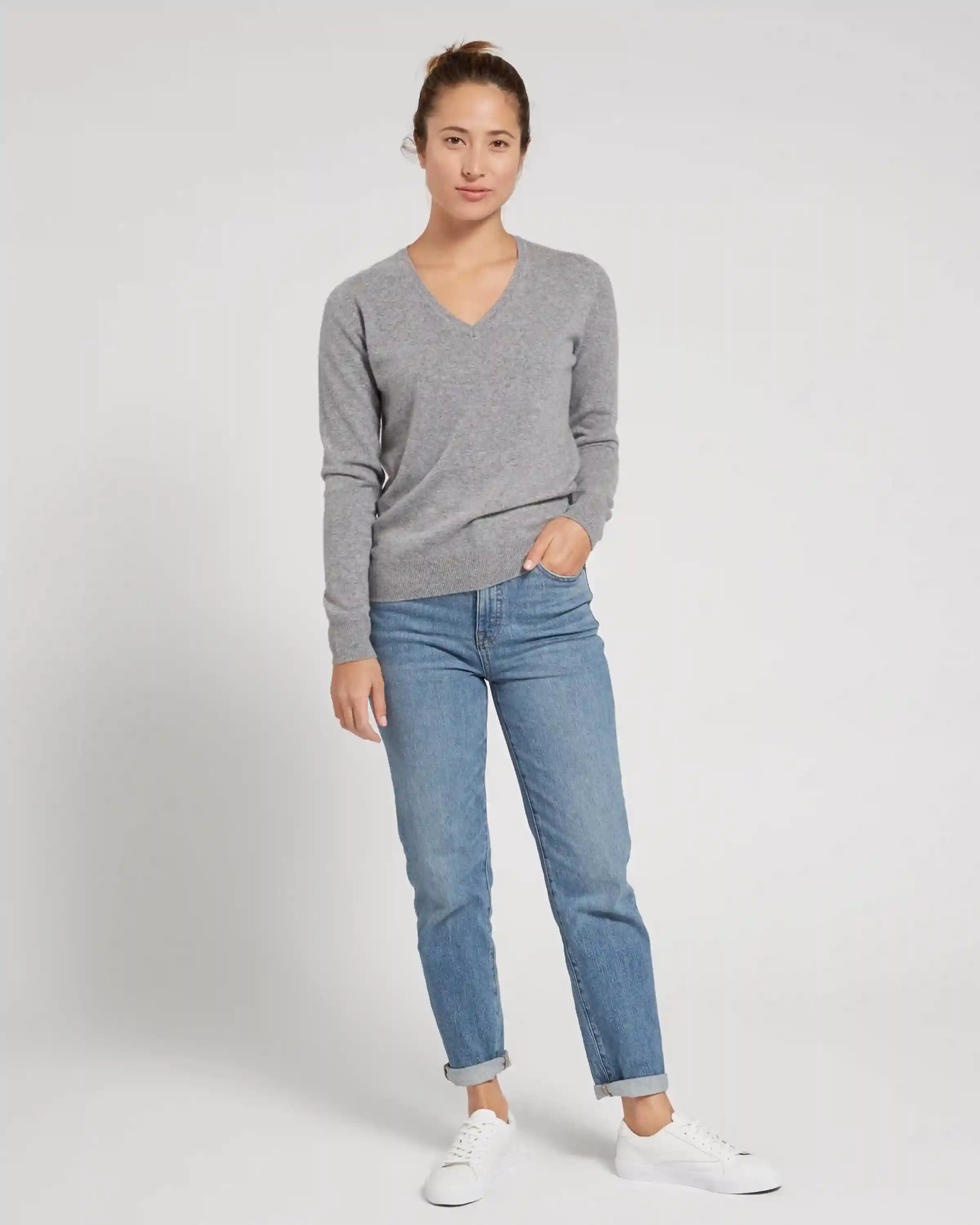Mongolian Spring Cashmere V-Neck Sweater