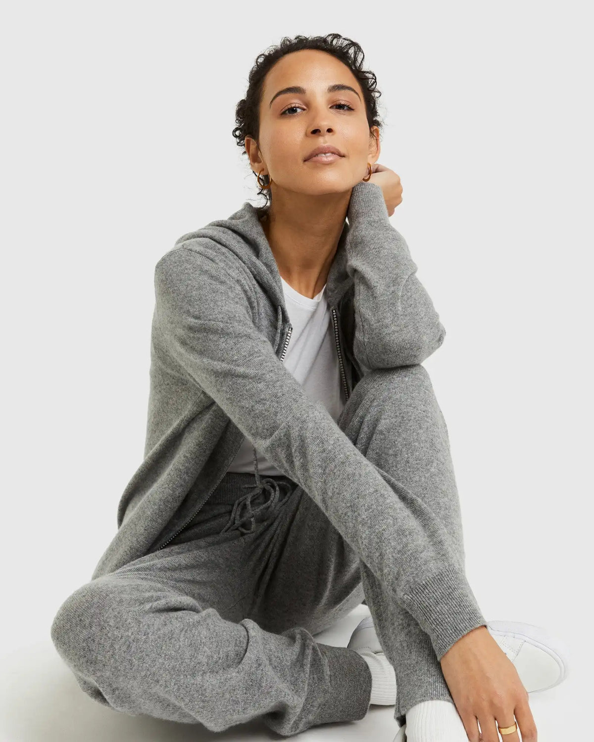 Mongolian Spring Cashmere Full-Zip Hoodie