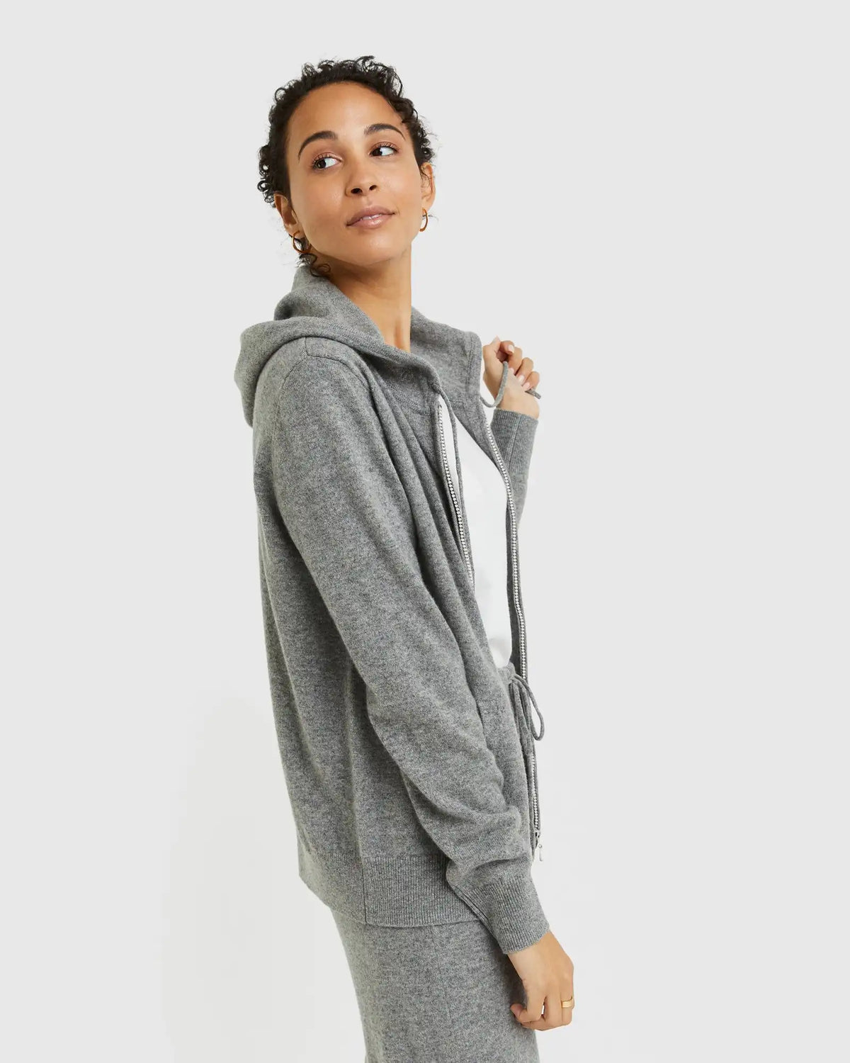 Mongolian Spring Cashmere Full-Zip Hoodie