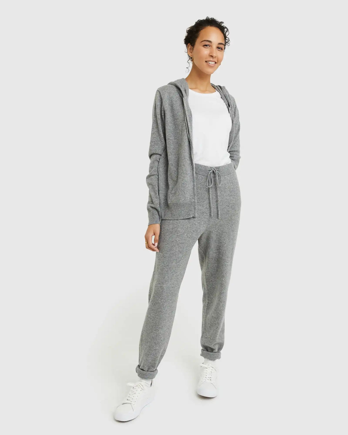 Mongolian Spring Cashmere Full-Zip Hoodie