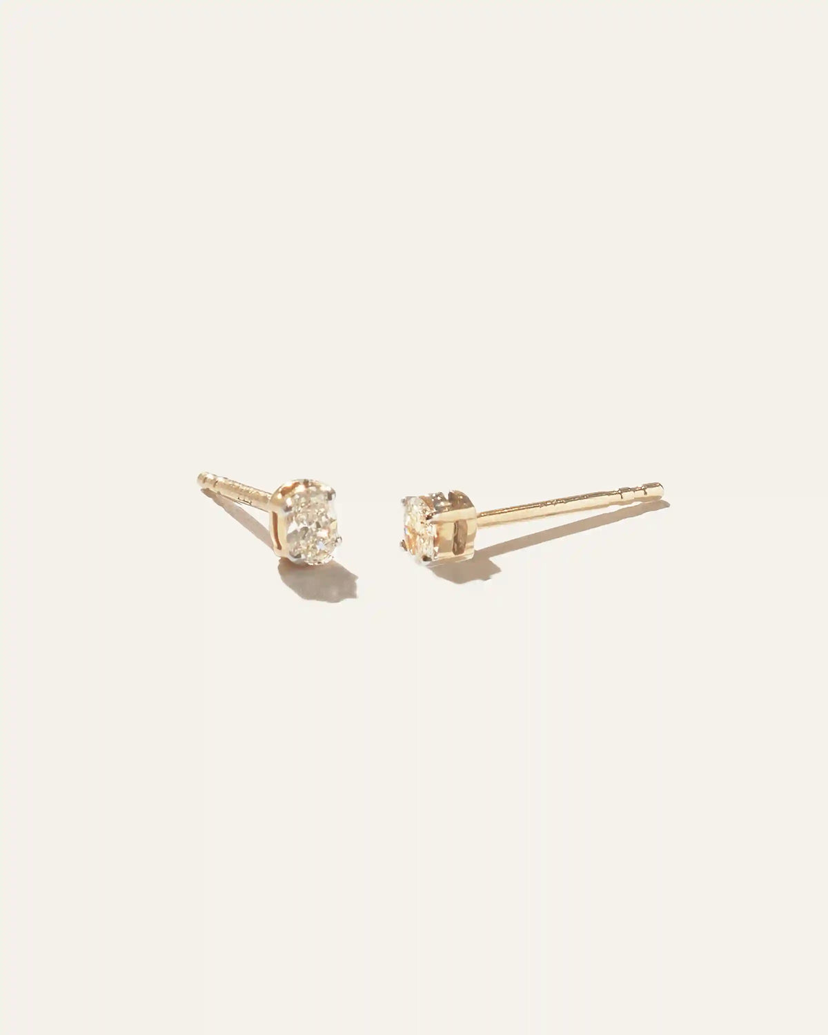 14K Gold Petite Oval Diamond Studs