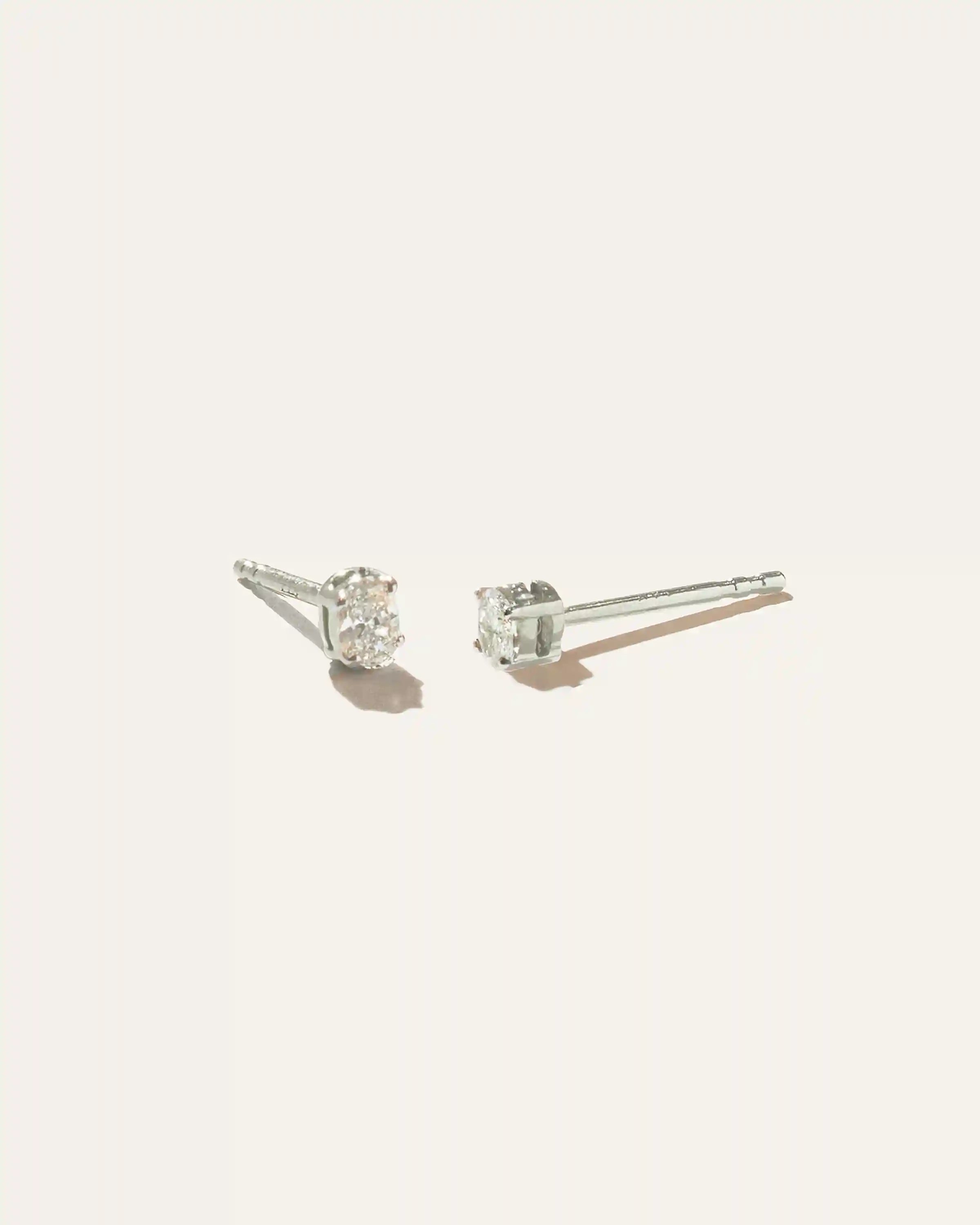 14K Gold Petite Oval Diamond Studs