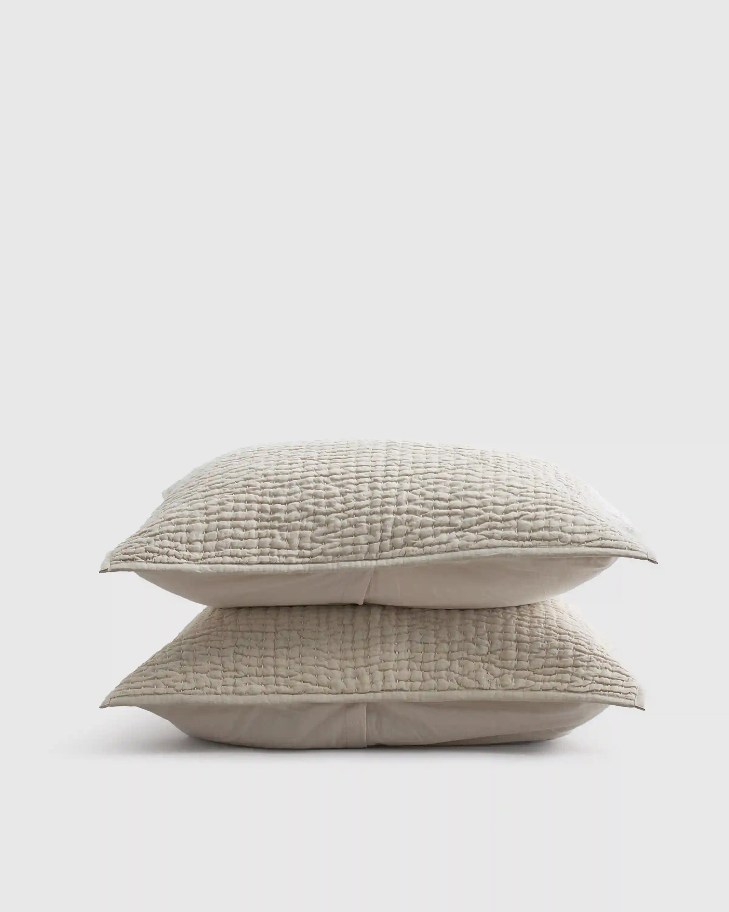 European Linen Cotton Stitch Sham Set