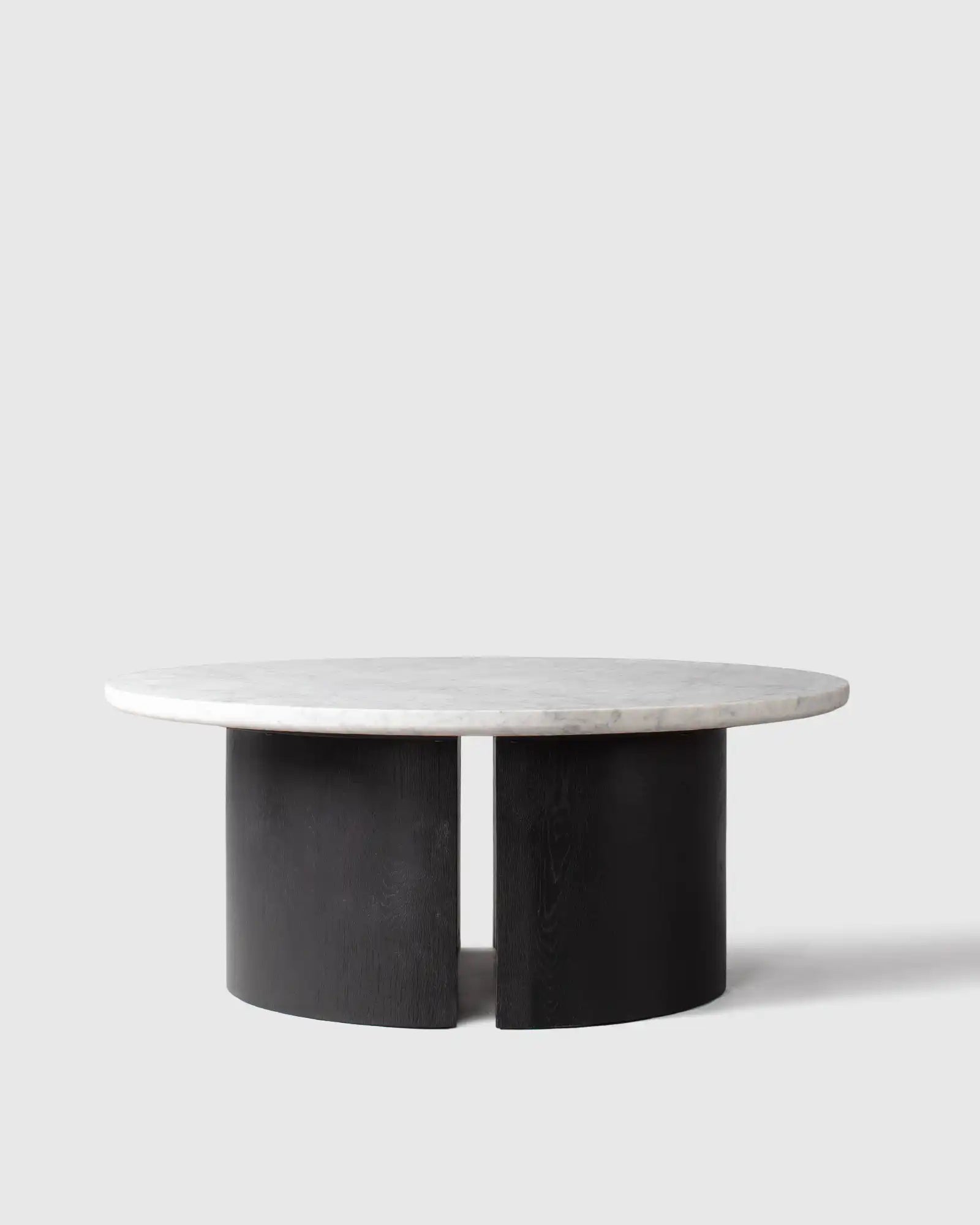 Marble and Oak Double Pedestal Coffee Table