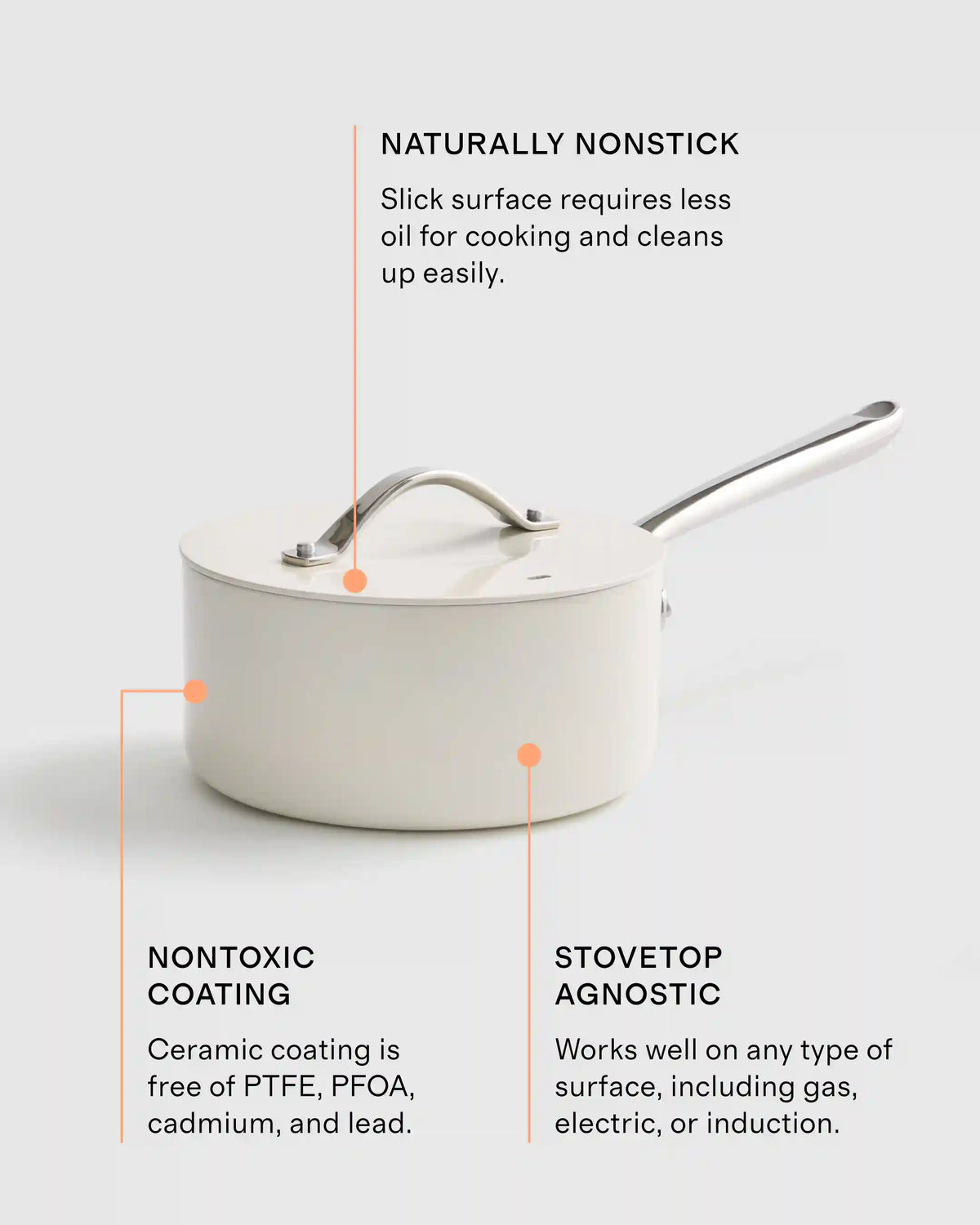 Ceramic Nonstick Saucepan: 3QT