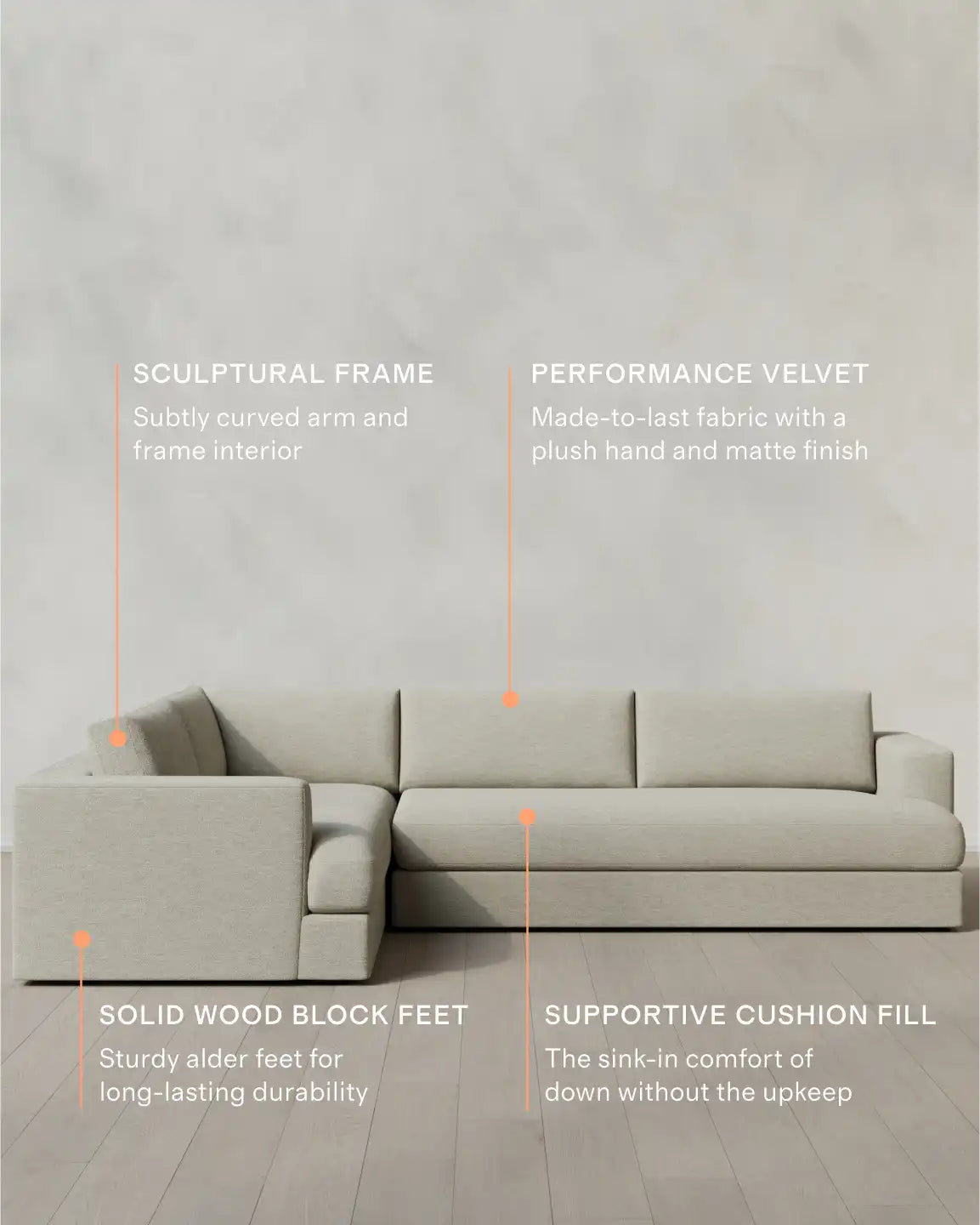 Sierra Curved Arm L Sectional in Performance Basketweave