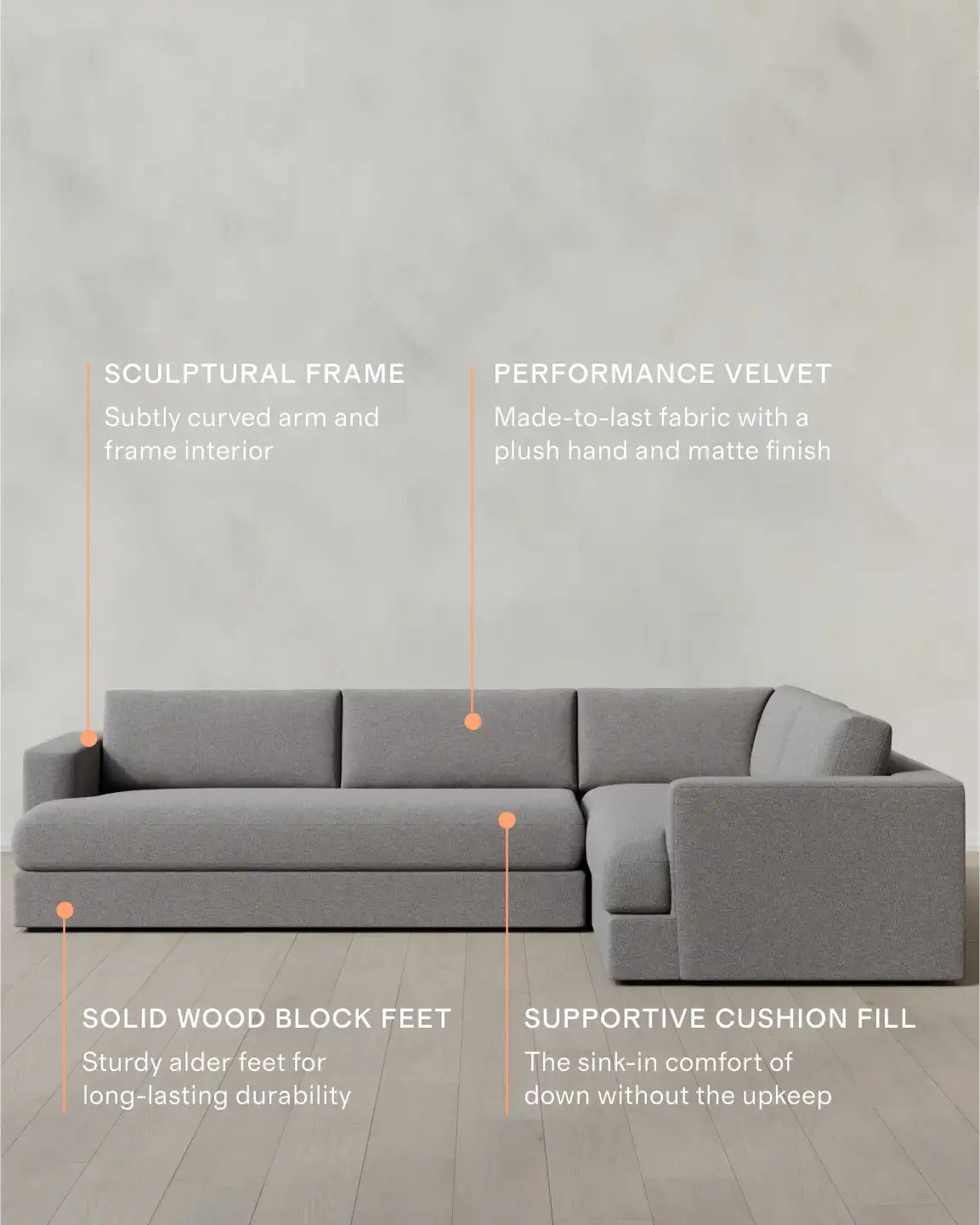Sierra Curved Arm L Sectional in Performance Basketweave