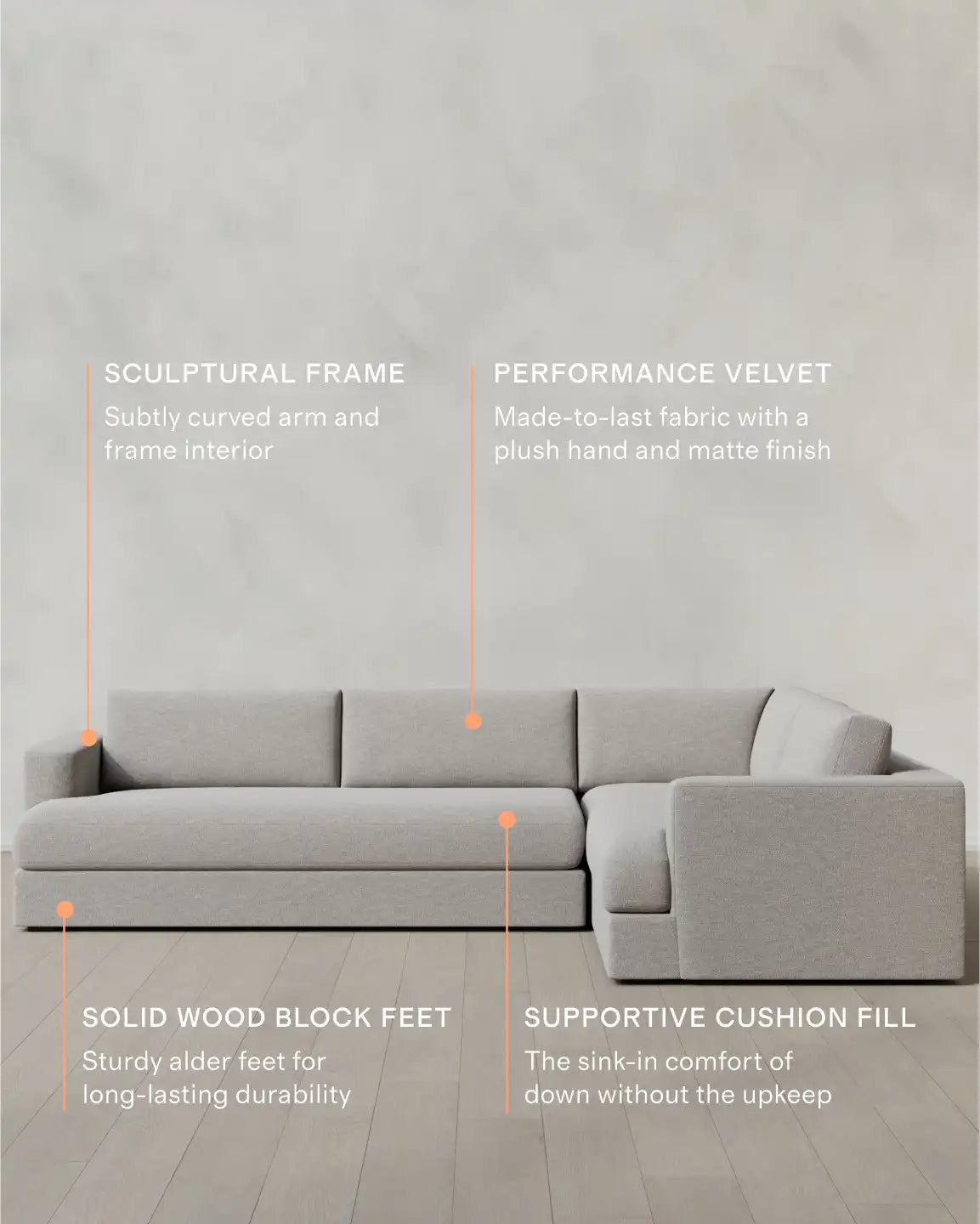 Sierra Curved Arm L Sectional in Performance Basketweave