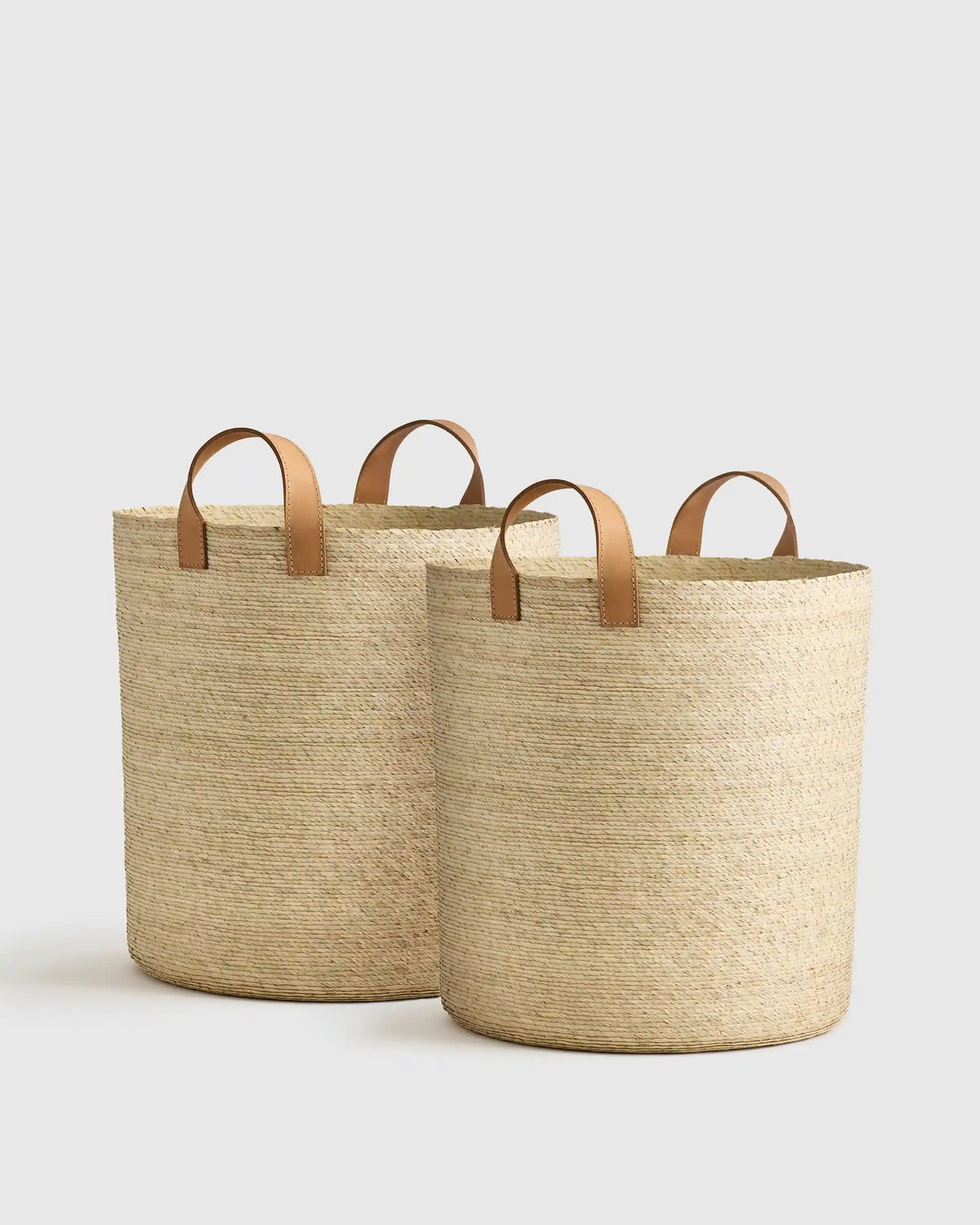 Handwoven Round Palm Baskets (Set of 2)