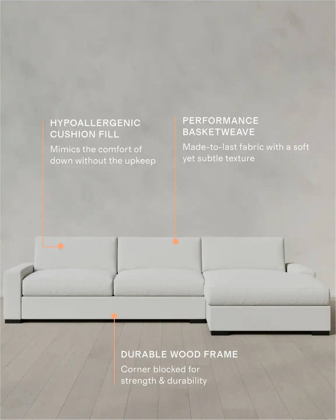Stillman Chaise Sectional in Performance Basketweave