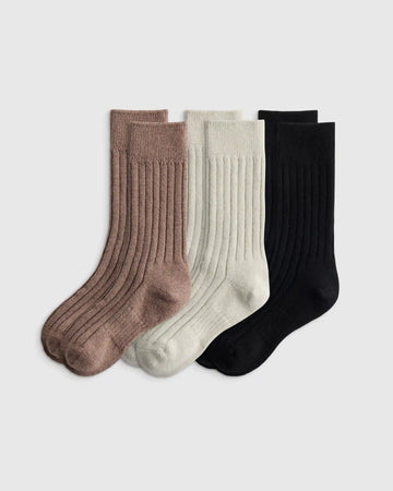 Merino Cashmere Blend Ribbed Crew Sock (3-Pack)