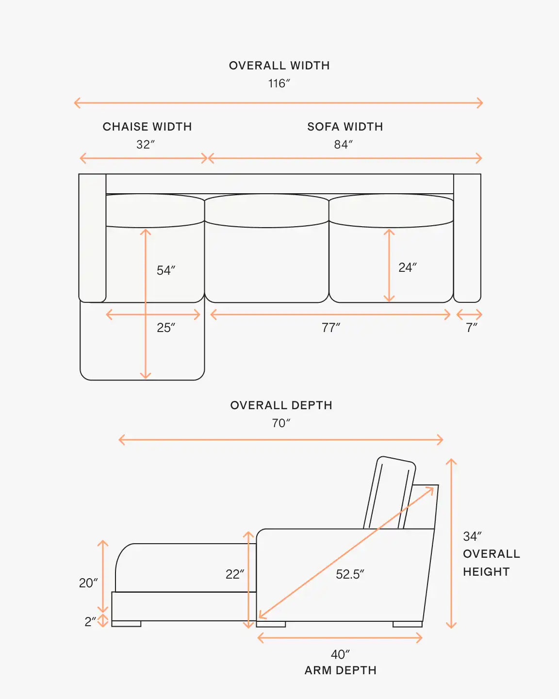 Stillman Chaise Sectional in Leather