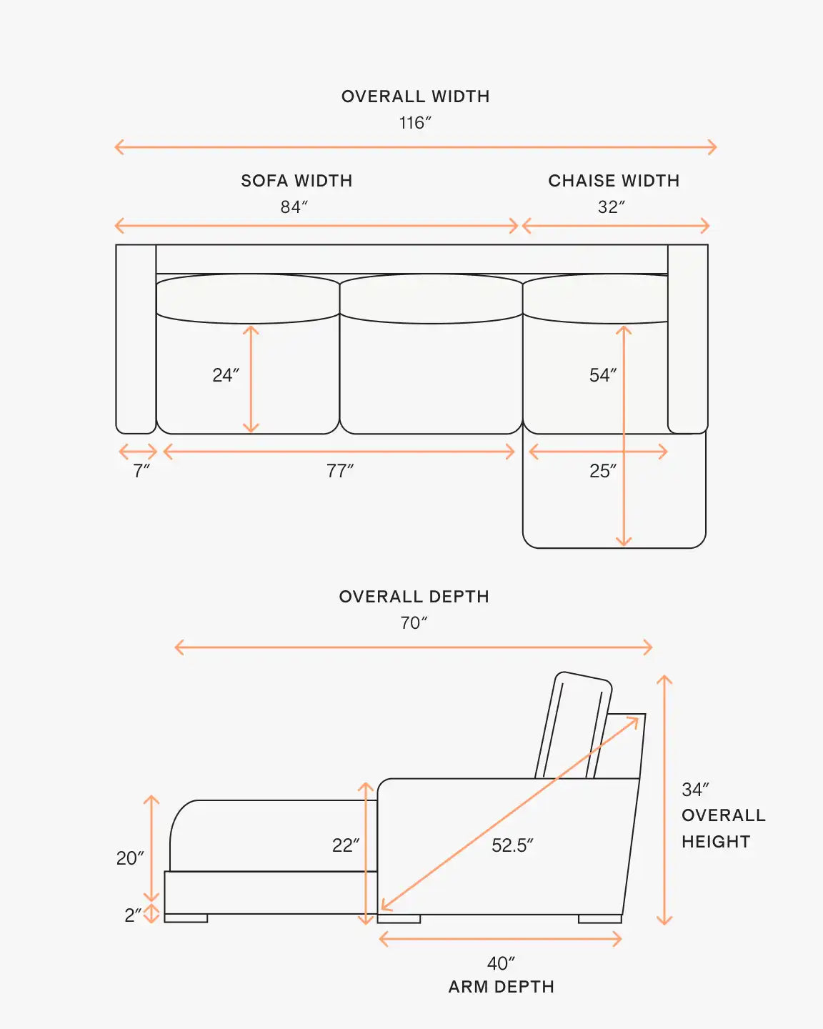 Stillman Chaise Sectional in Leather