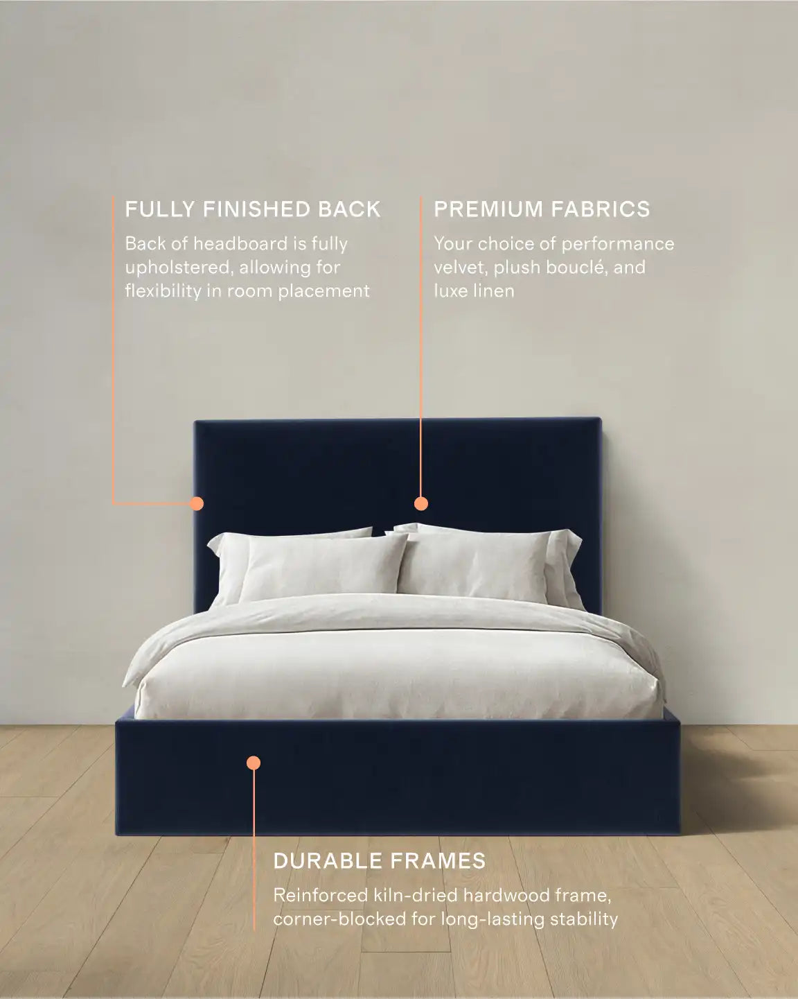 Square Bed in Performance Velvet