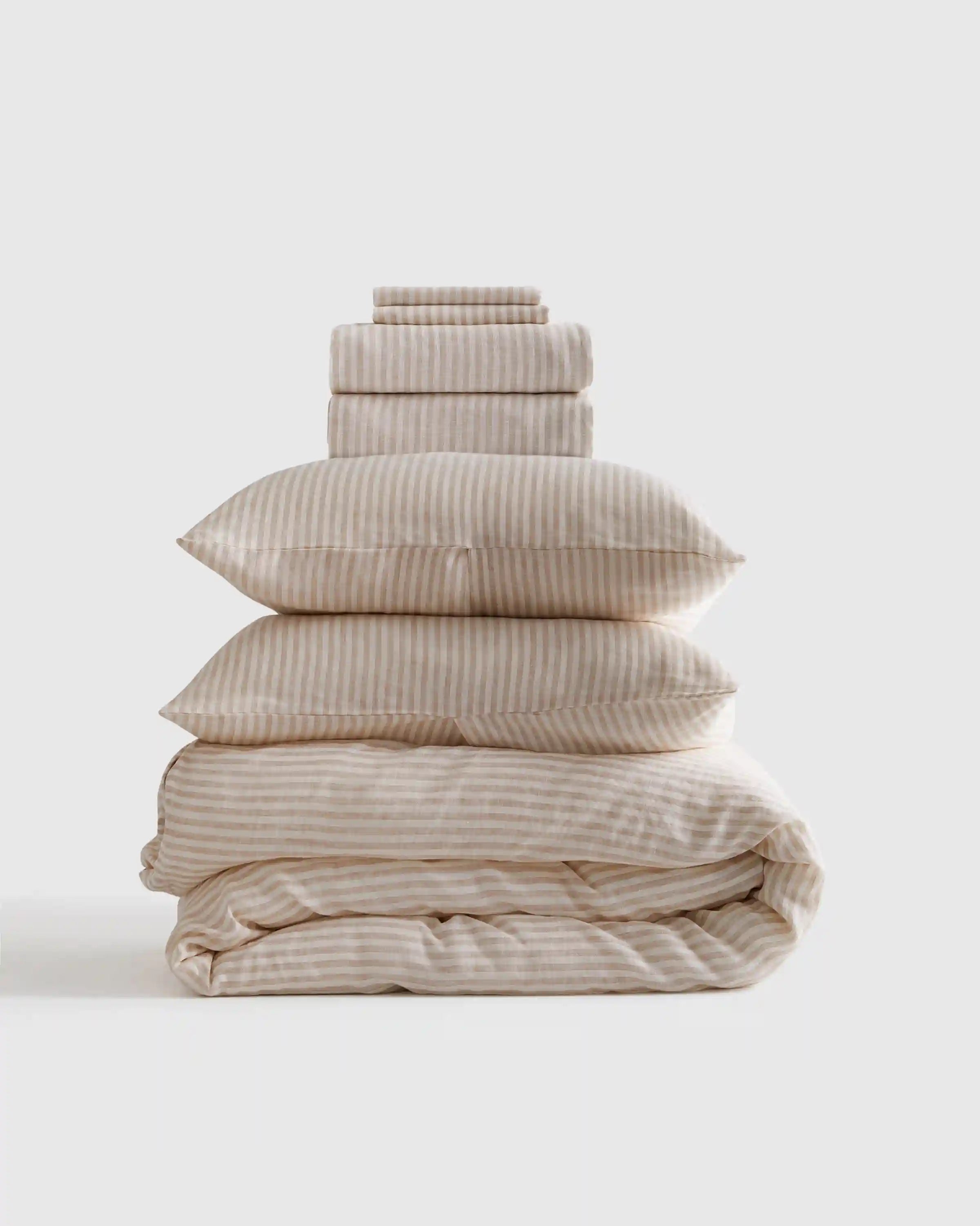 European Linen Stripe Deluxe Bedding Bundle