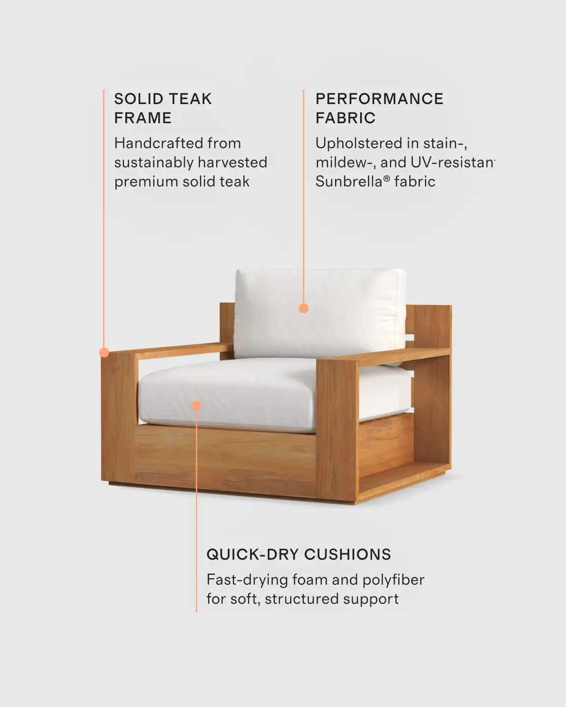 Solid Teak Outdoor Swivel Lounge Chair