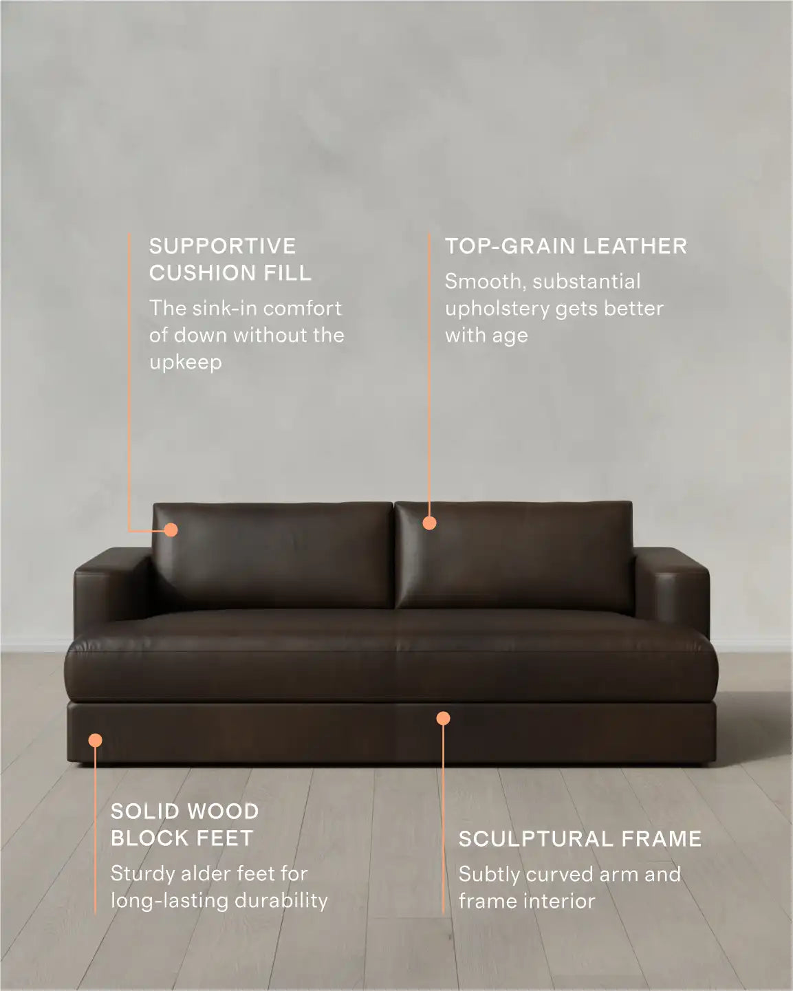 Sierra Curved Arm Sofa in Leather
