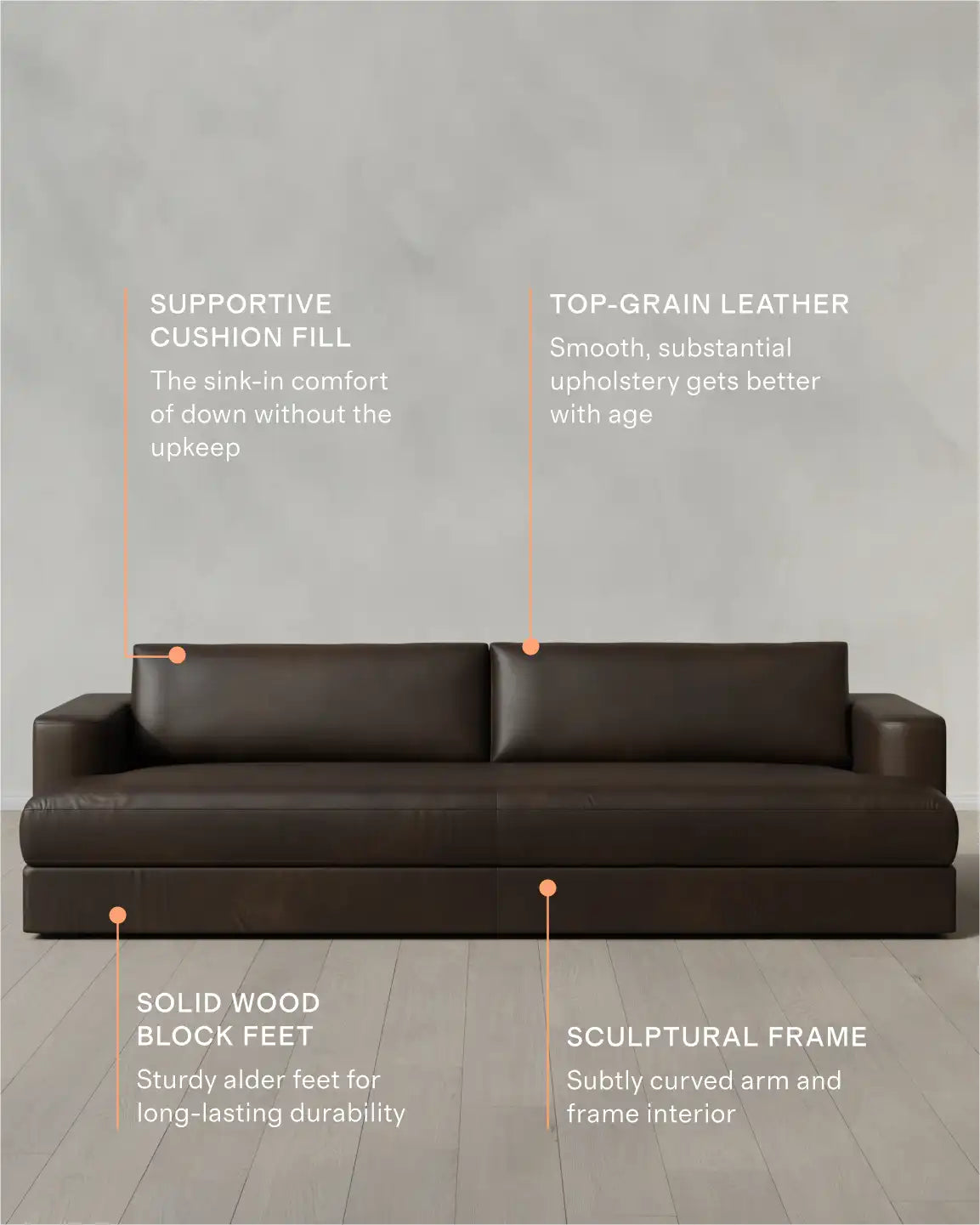 Sierra Curved Arm Sofa in Leather