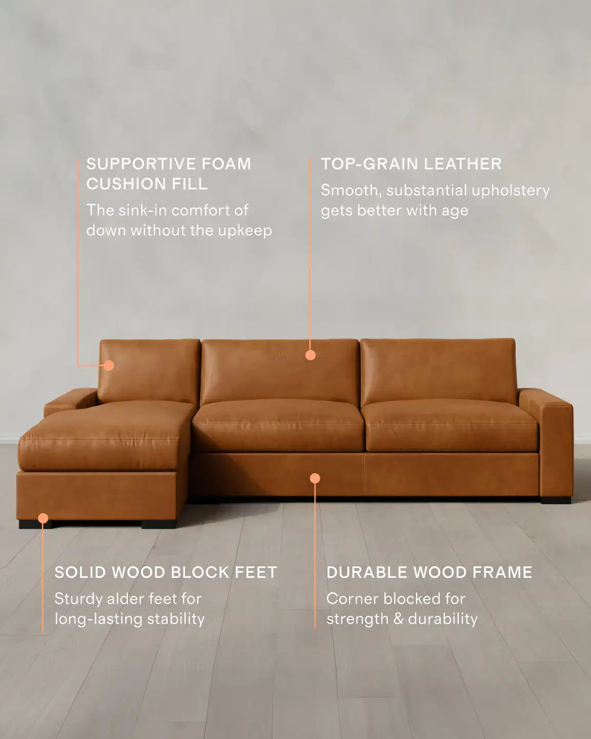 Stillman Chaise Sectional in Leather