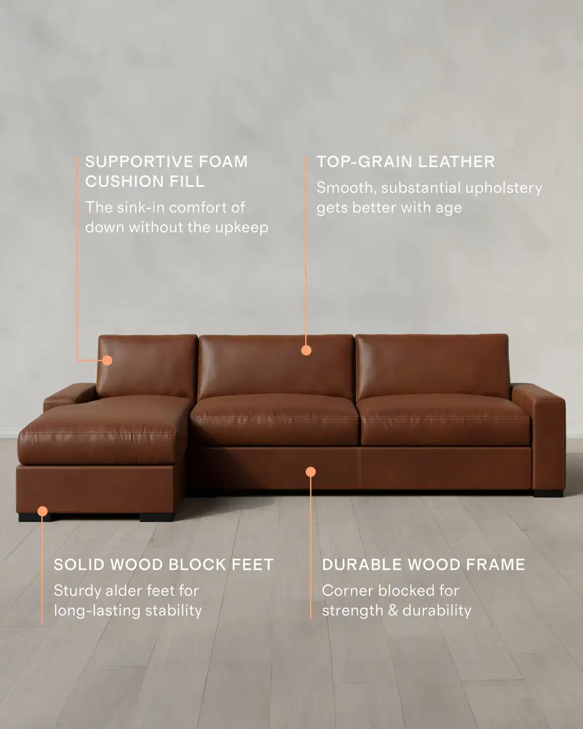 Stillman Chaise Sectional in Leather