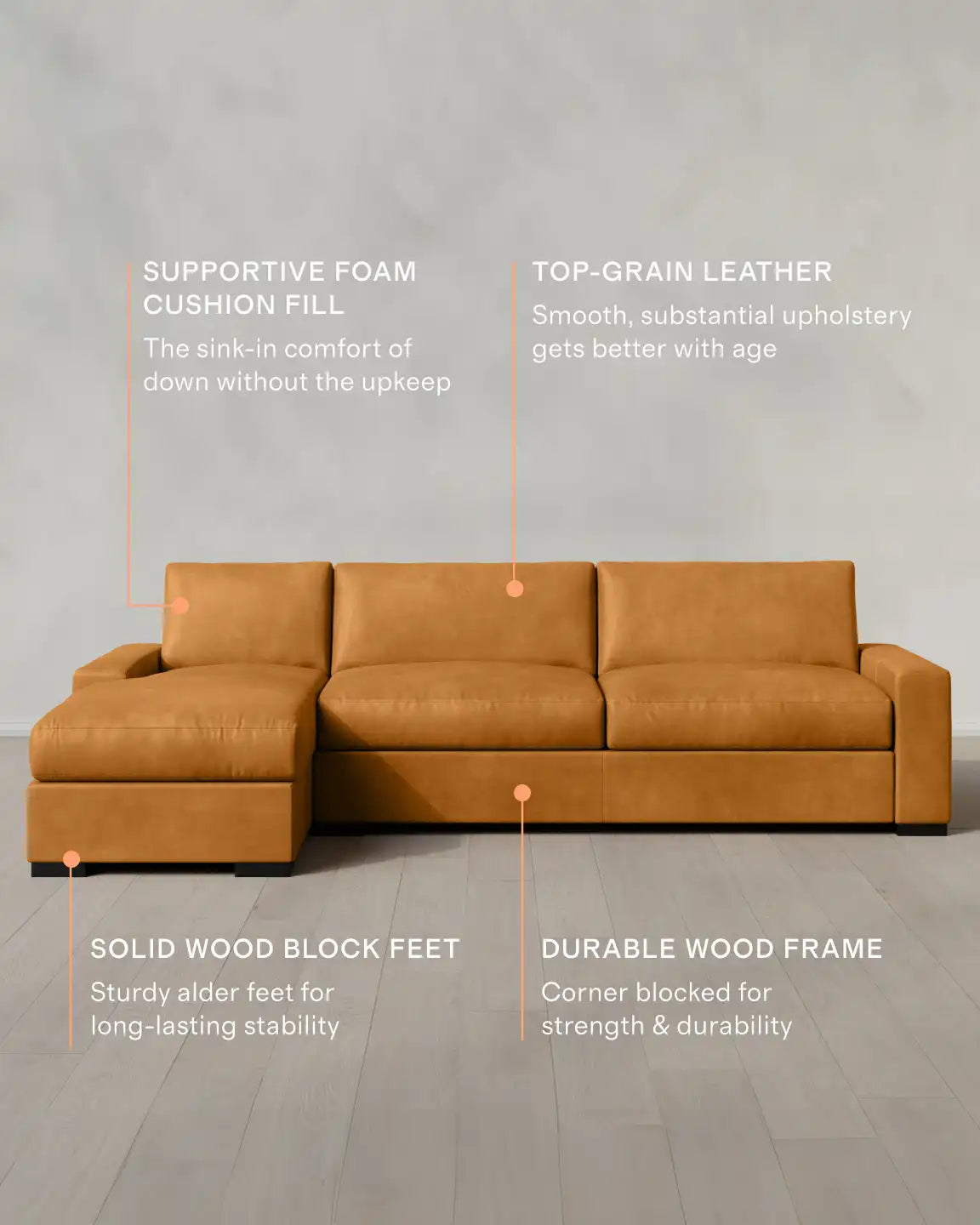 Stillman Chaise Sectional in Leather