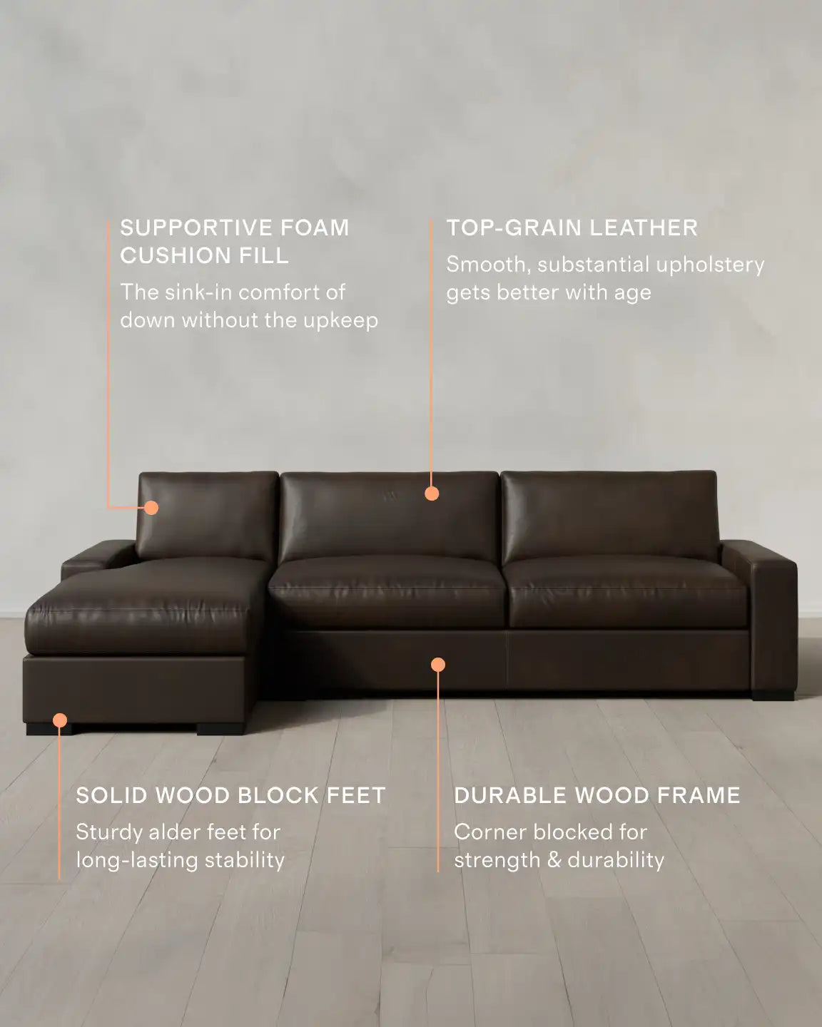 Stillman Chaise Sectional in Leather
