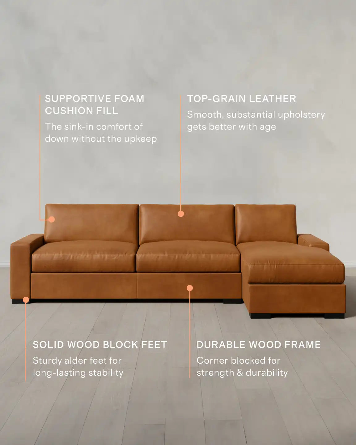 Stillman Chaise Sectional in Leather